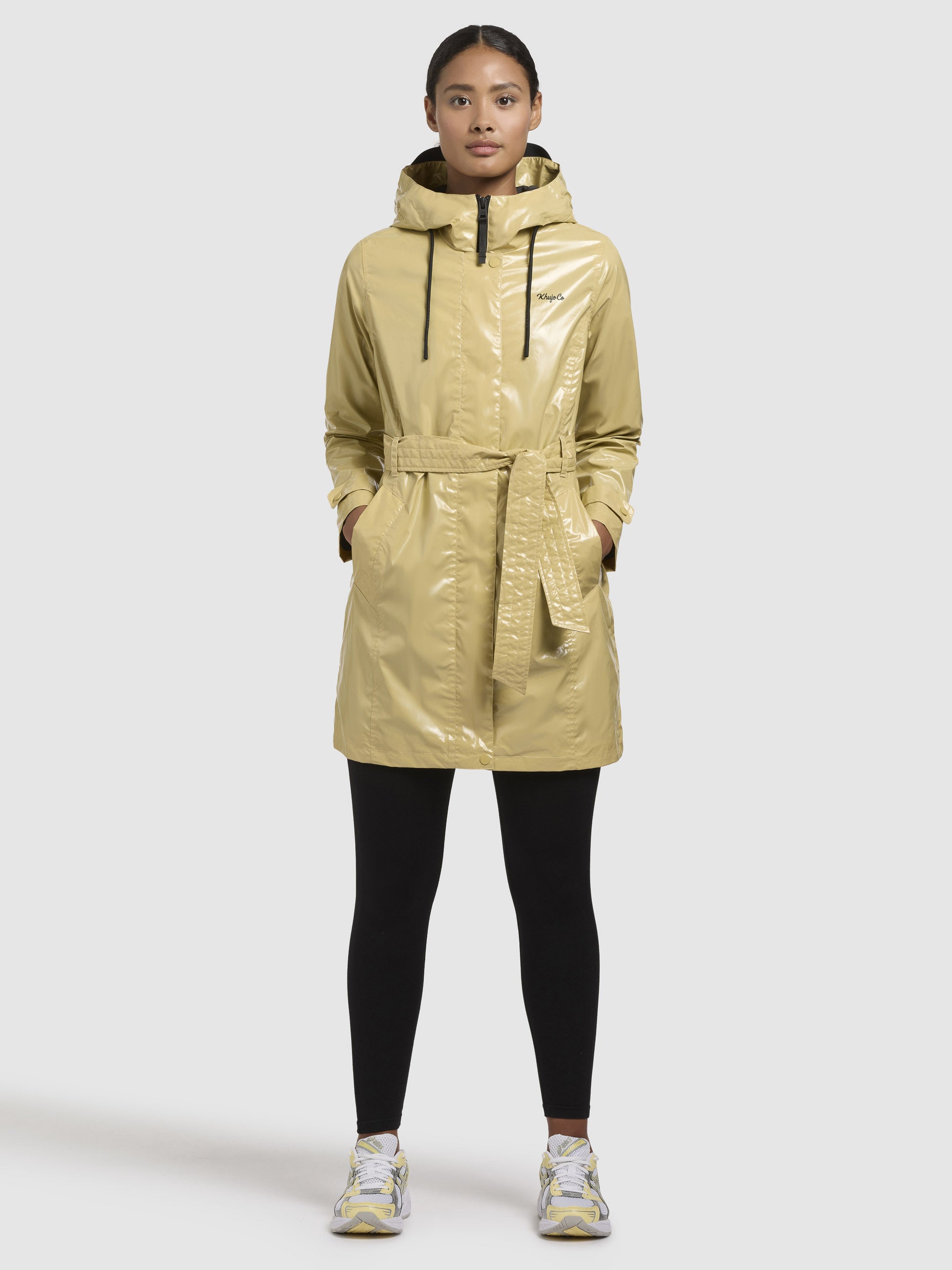 khujo-coat-dolea-yellow-green-wasserabweisender-trench-regenmantel image 1