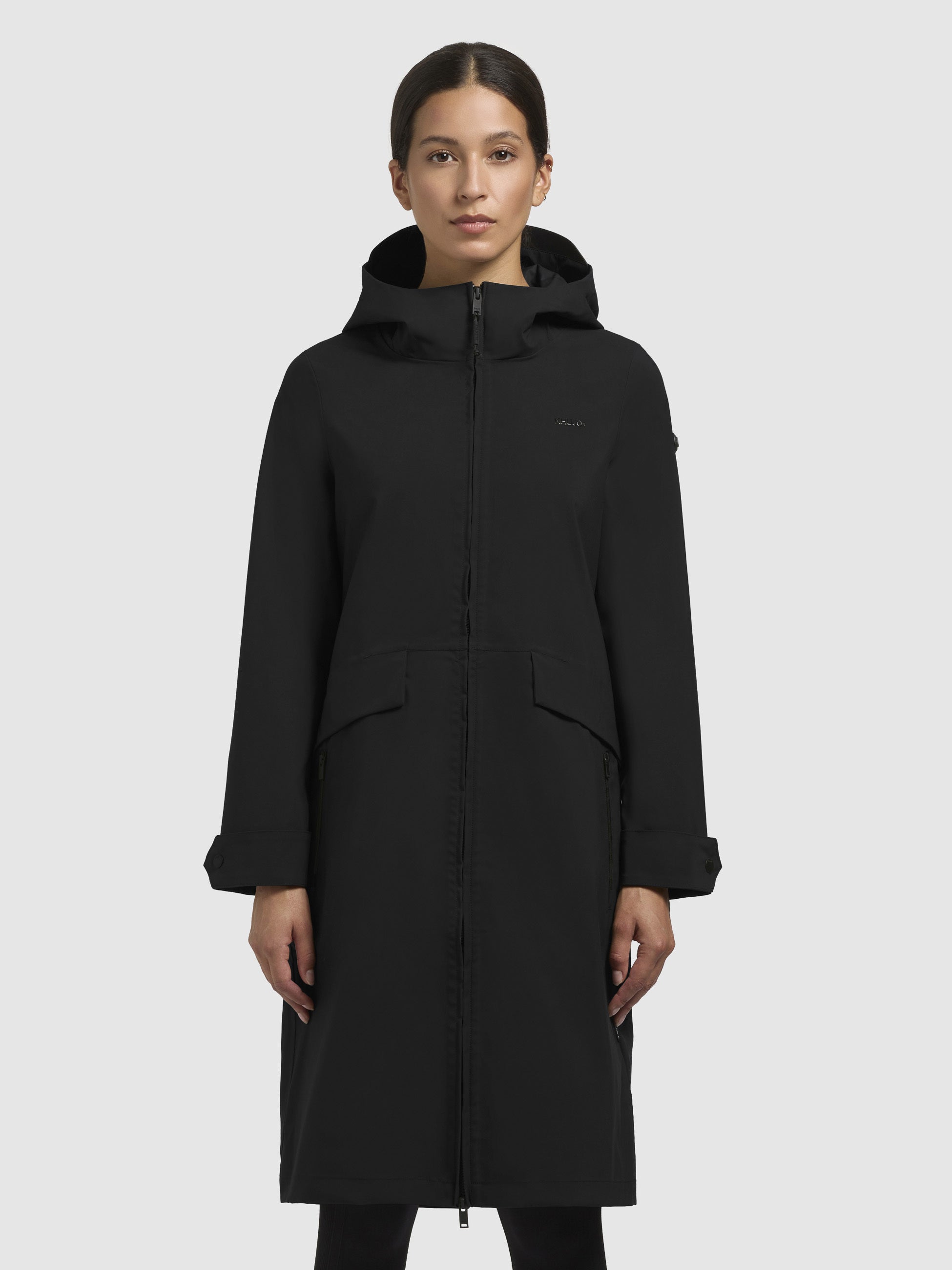 khujo-mantel-femke-schwarz-wasserdichter-regenmantel-slim-fit-mit-kapuze image 4