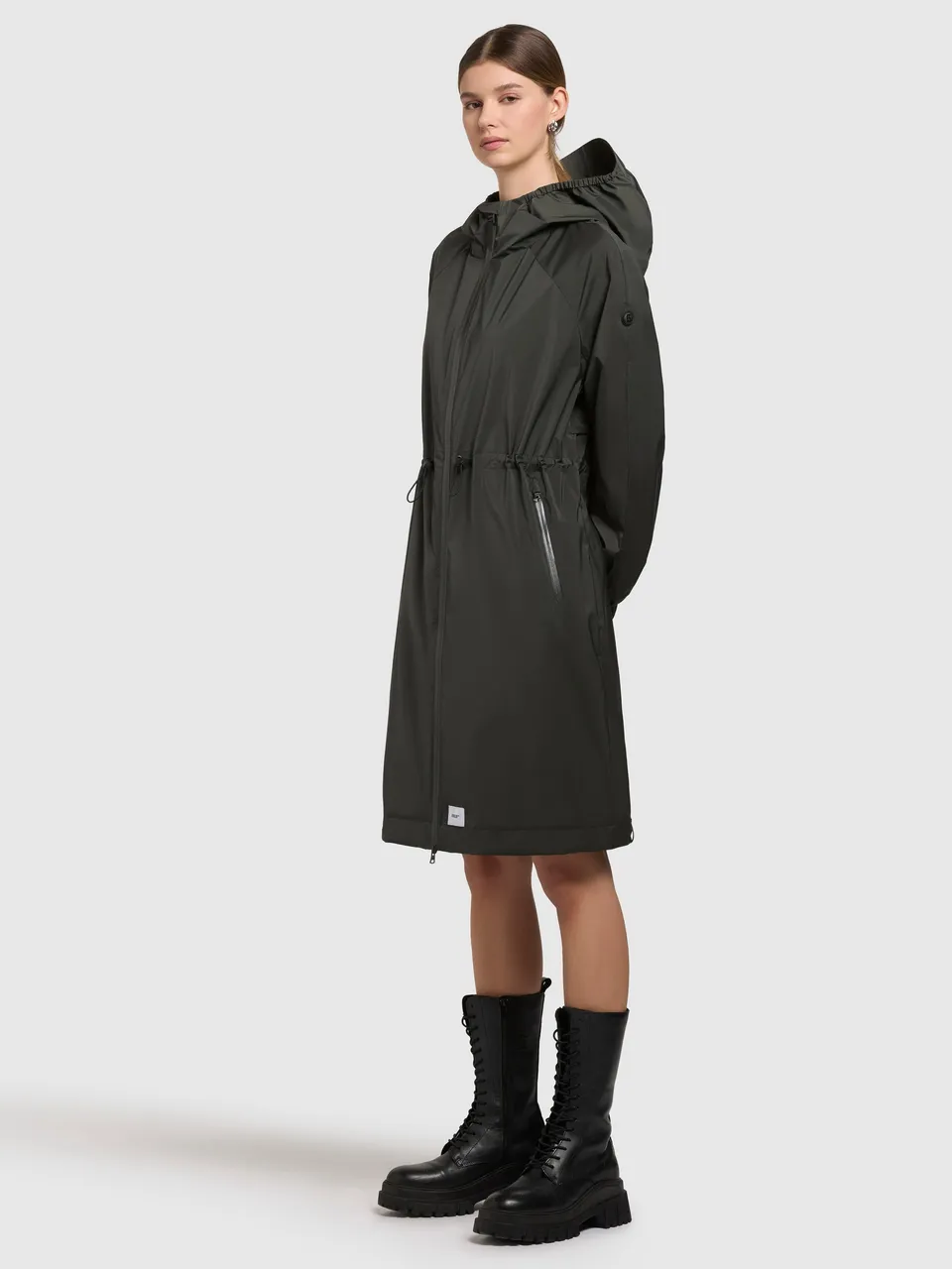 khujo-tuuli-mantel-dunkelgr-n-damen-knielang-windbreaker image 1