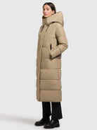 khujo-coat-soulani3-sand-wadenlanger-wattierter-steppmantel-mit-kapuze image 6