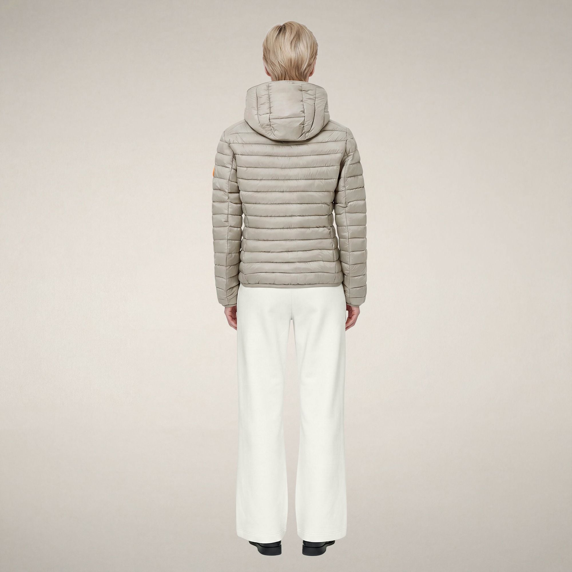 save-the-duck-daisy-damen-steppjacke-beige-rainy-slim-tierfrei-mit-kapuze image 2