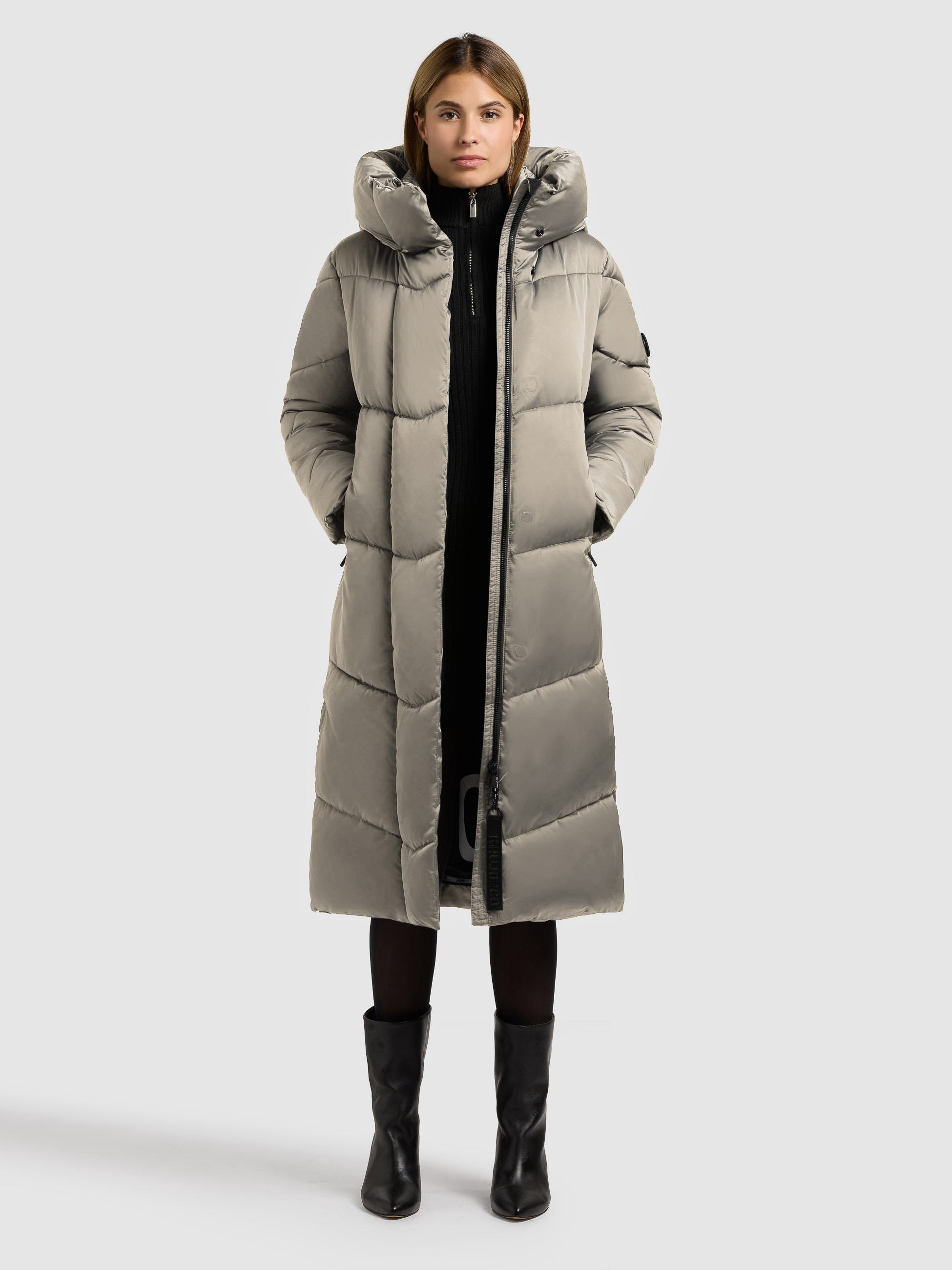 khujo-manelia2-coat-witcher-green-wadenlanger-steppmantel-damen image 1
