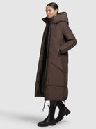 khujo-coat-prayce-damen-steppmantel-dark-brown image 2