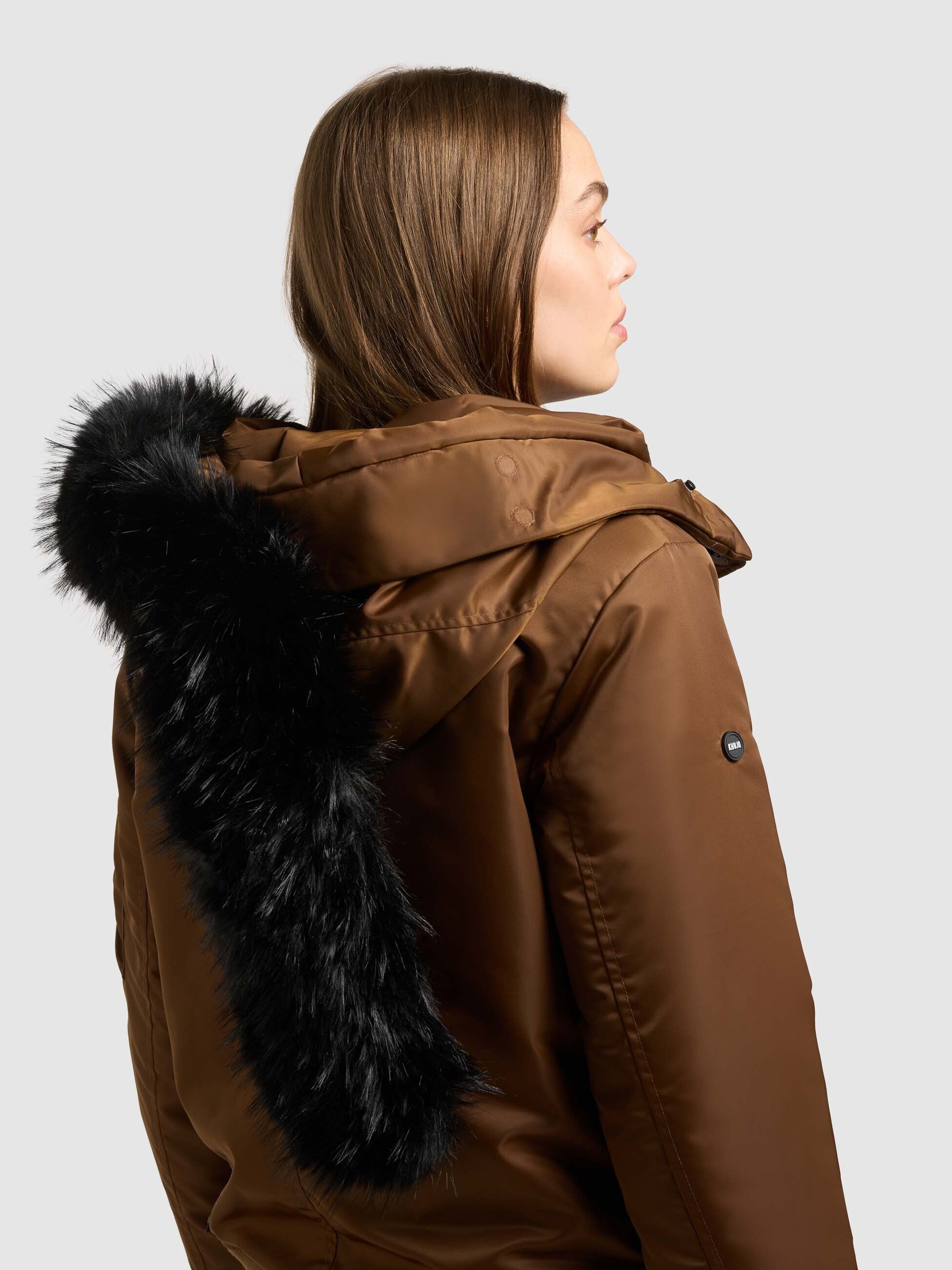 khujo-jacke-tyla-copper-brown-gl-nzende-bomberjacke-damen-mit-kunstfell image 8