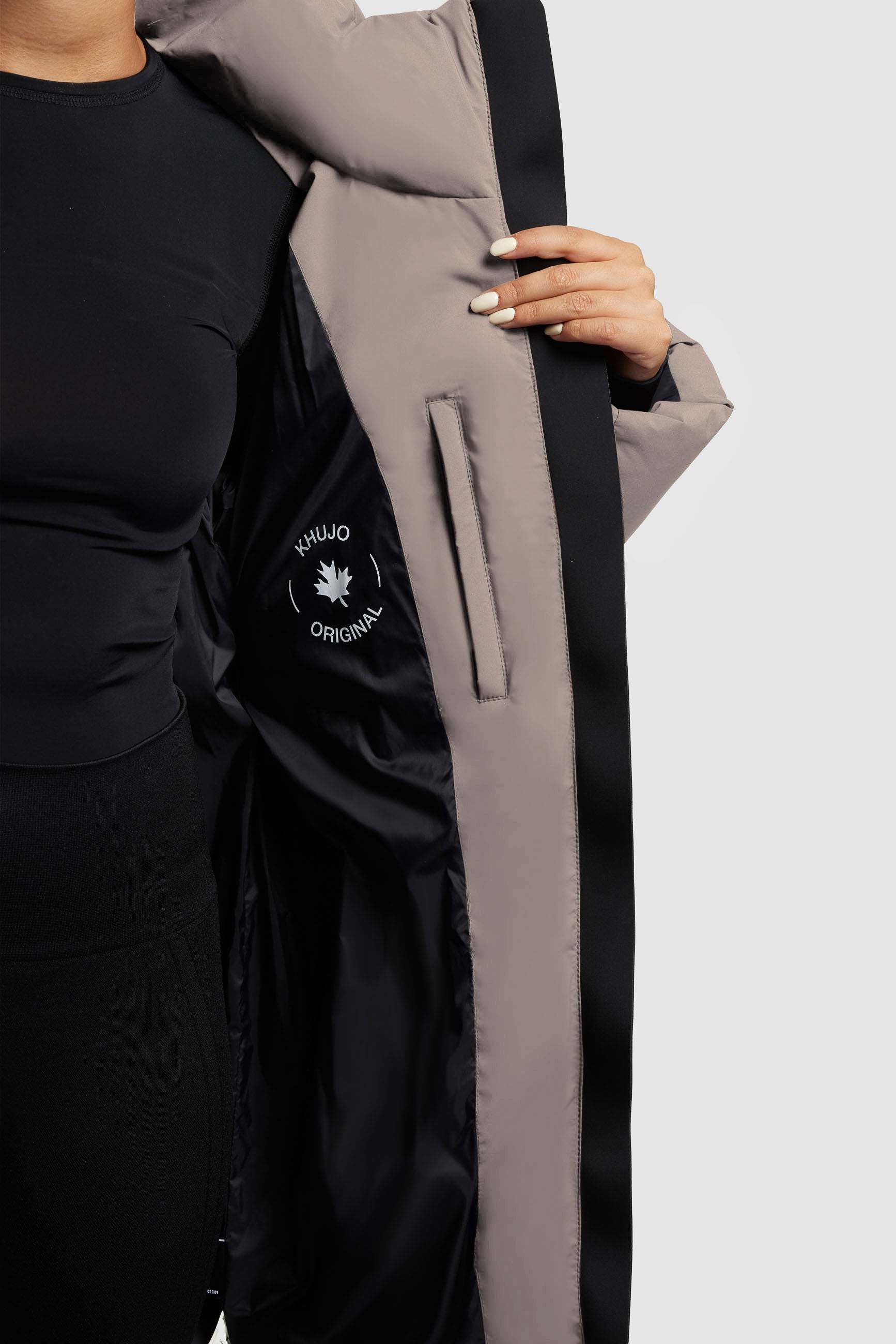 khujo-mantel-haya2-matt-greige-steppmantel-damen-loose-fit image 8