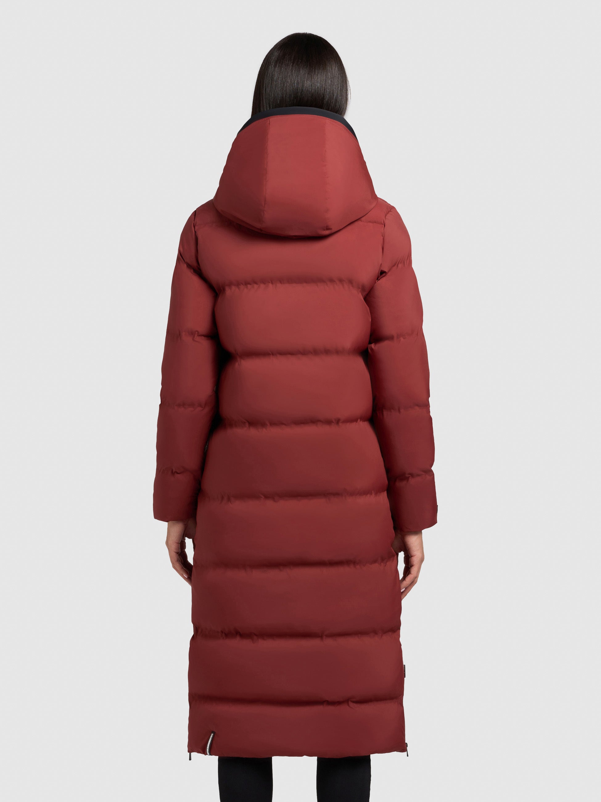 khujo-mantel-larea3-dark-red-wadenlanger-wattierter-damen-steppmantel image 3