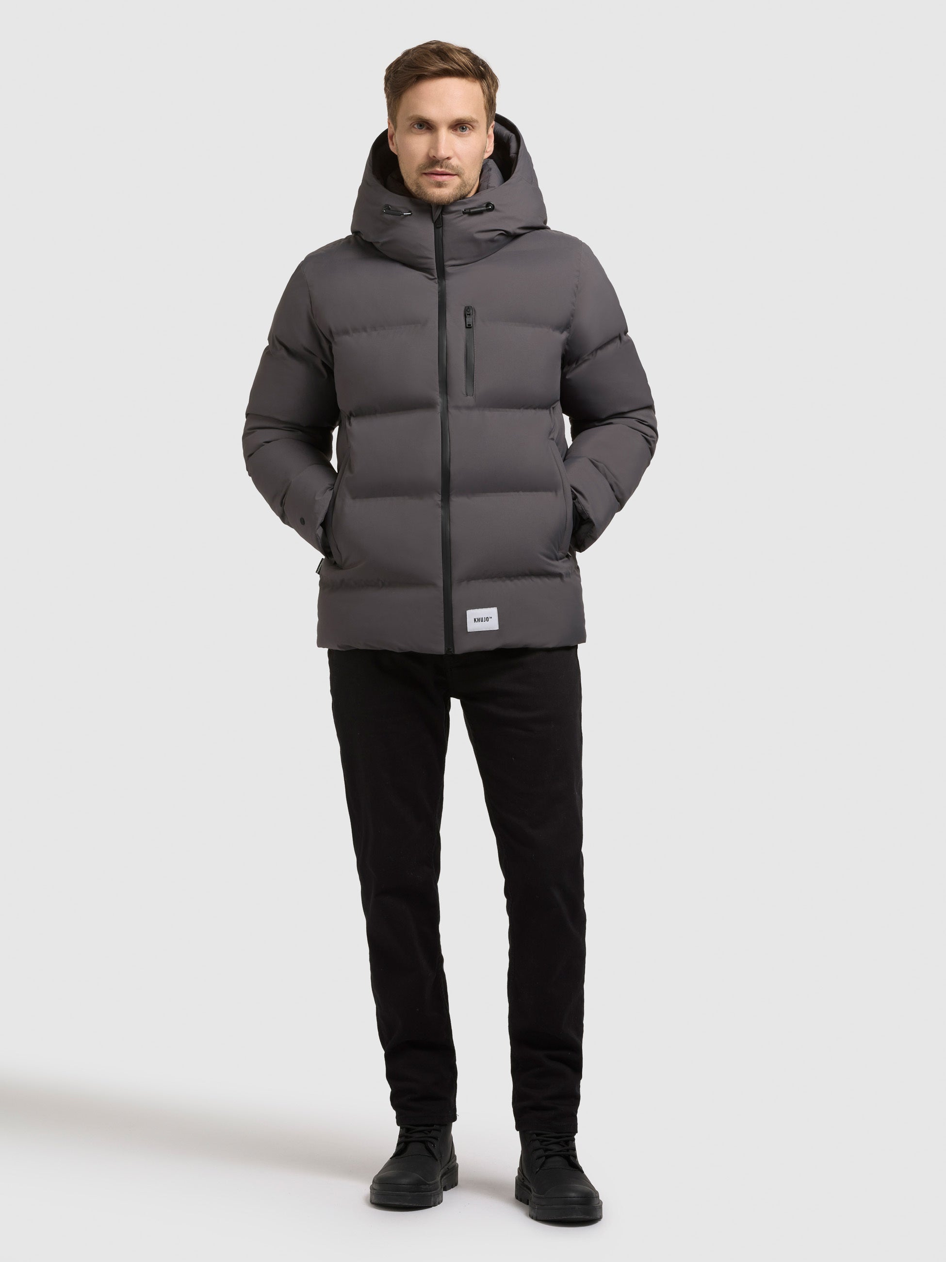 khujo-jacke-silas3-graphite-grey-warm-wattierte-steppjacke-mit-kapuze image 1