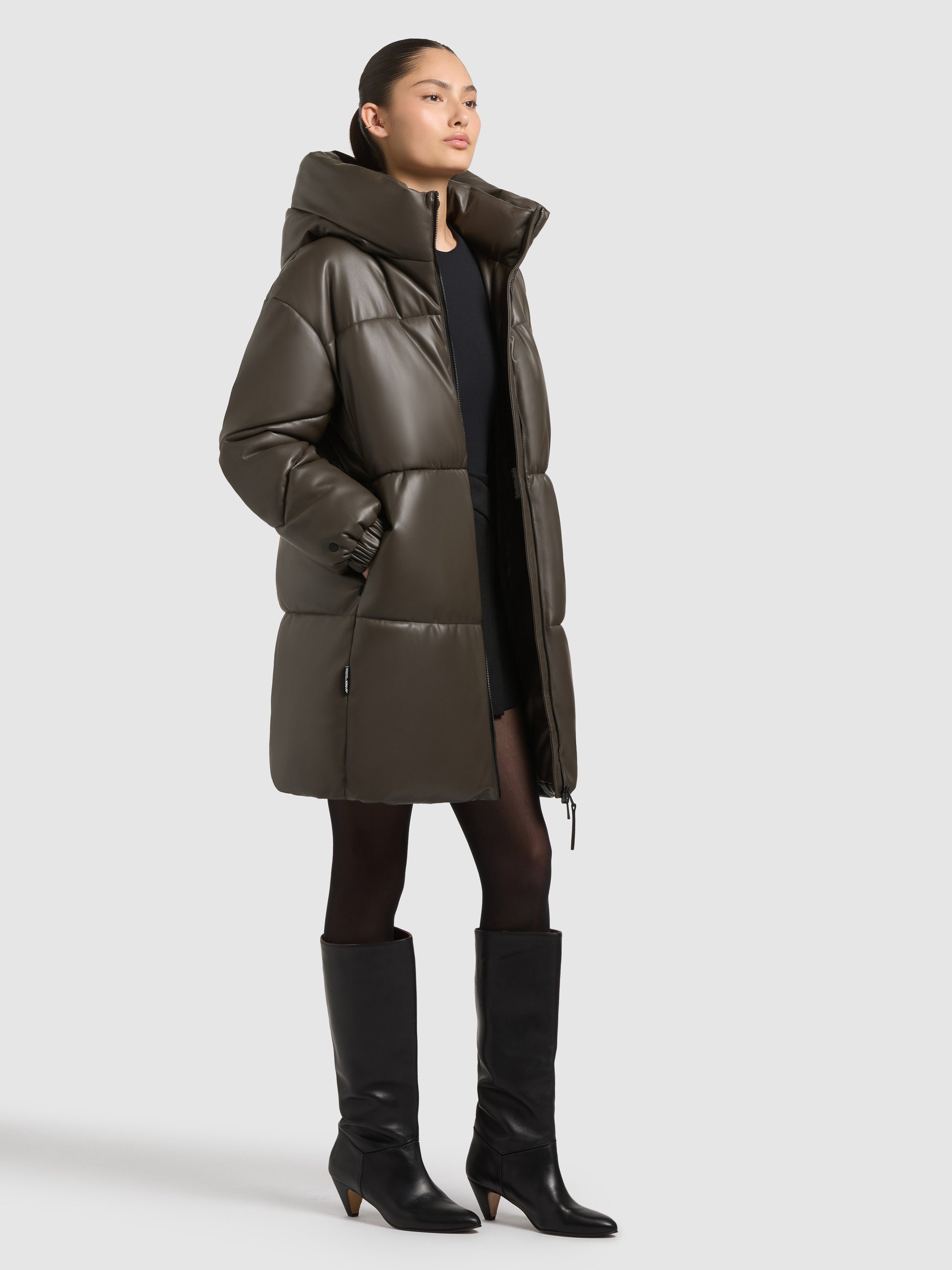 khujo-lorsa-mantel-brown-gesteppter-wintermantel-loose-fit-lederoptik image 6