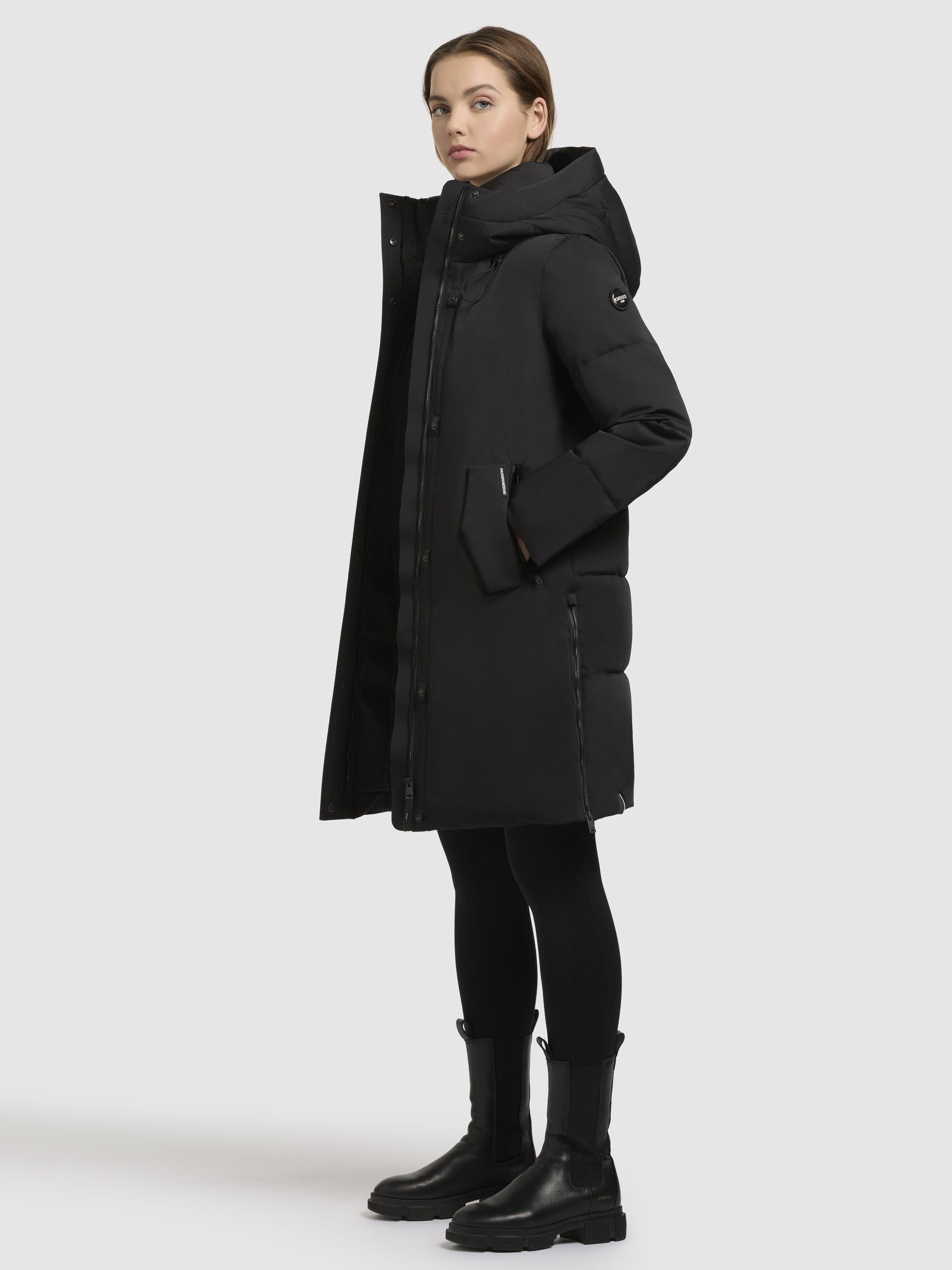 khujo-mantel-leane-schwarz-wattierter-winterparka-mit-kapuze image 1