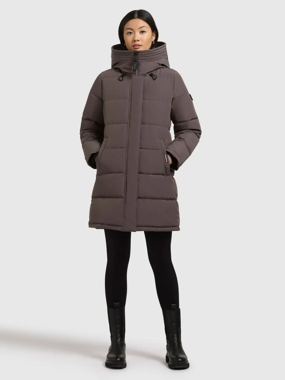 khujo-coat-faltd2-graphite-gray-kurzer-steppmantel-mit-kapuze image 1
