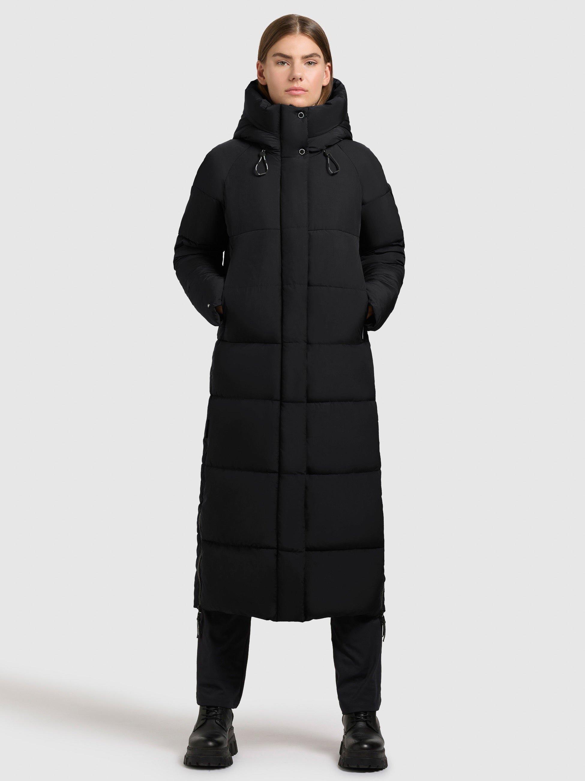 khujo-mantel-lamba-schwarz-damen-steppmantel-wadenlang-loose-fit-mit-teddy-kapuz image 1