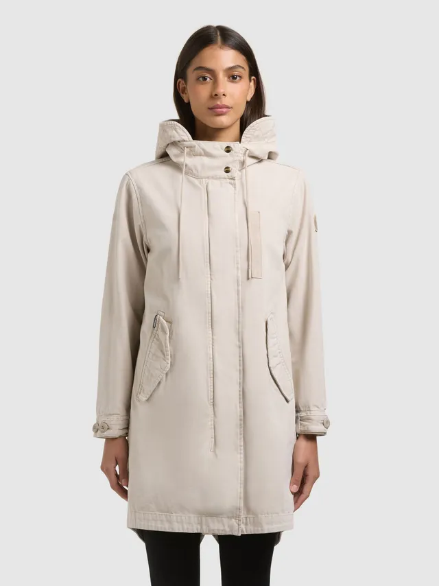 khujo-mantel-freya-greige-damen-parka-garment-dye-regular-fit image 1