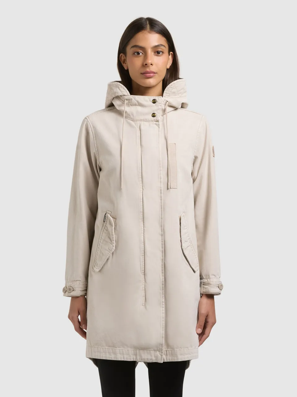 khujo-mantel-freya-greige-damen-parka-garment-dye-regular-fit image 1