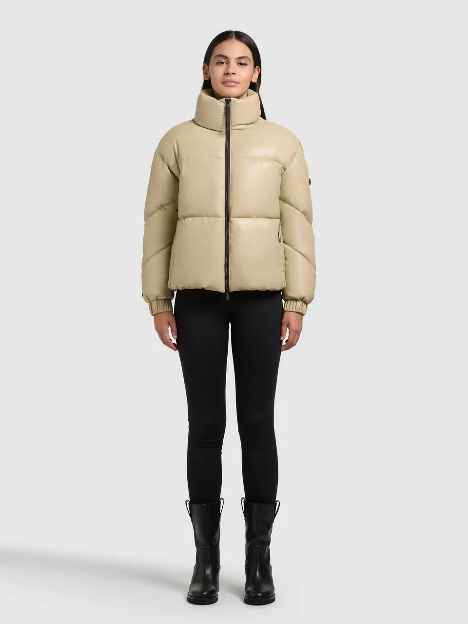 khujo-jacke-khalia-beige-gesteppte-winterjacke-in-lederoptik-f-r-damen image 1
