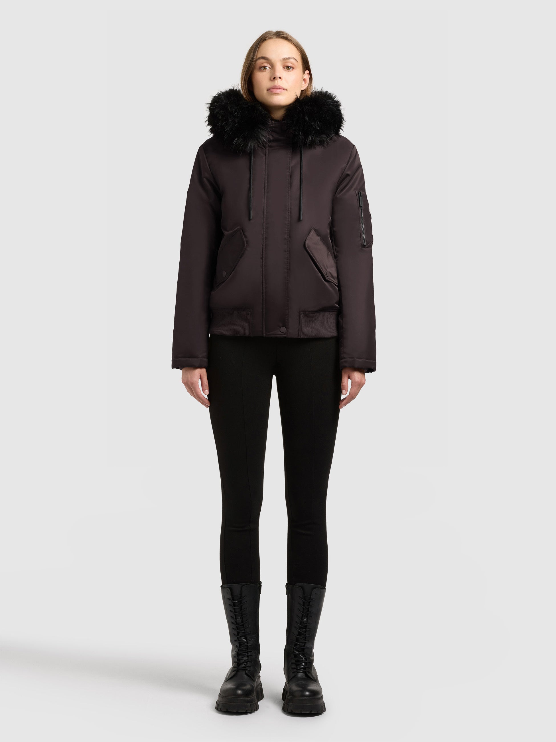 khujo-jacke-tyla-moody-plum-bomberjacke-mit-abnehmbarer-kapuze-und-kunstfell image 1