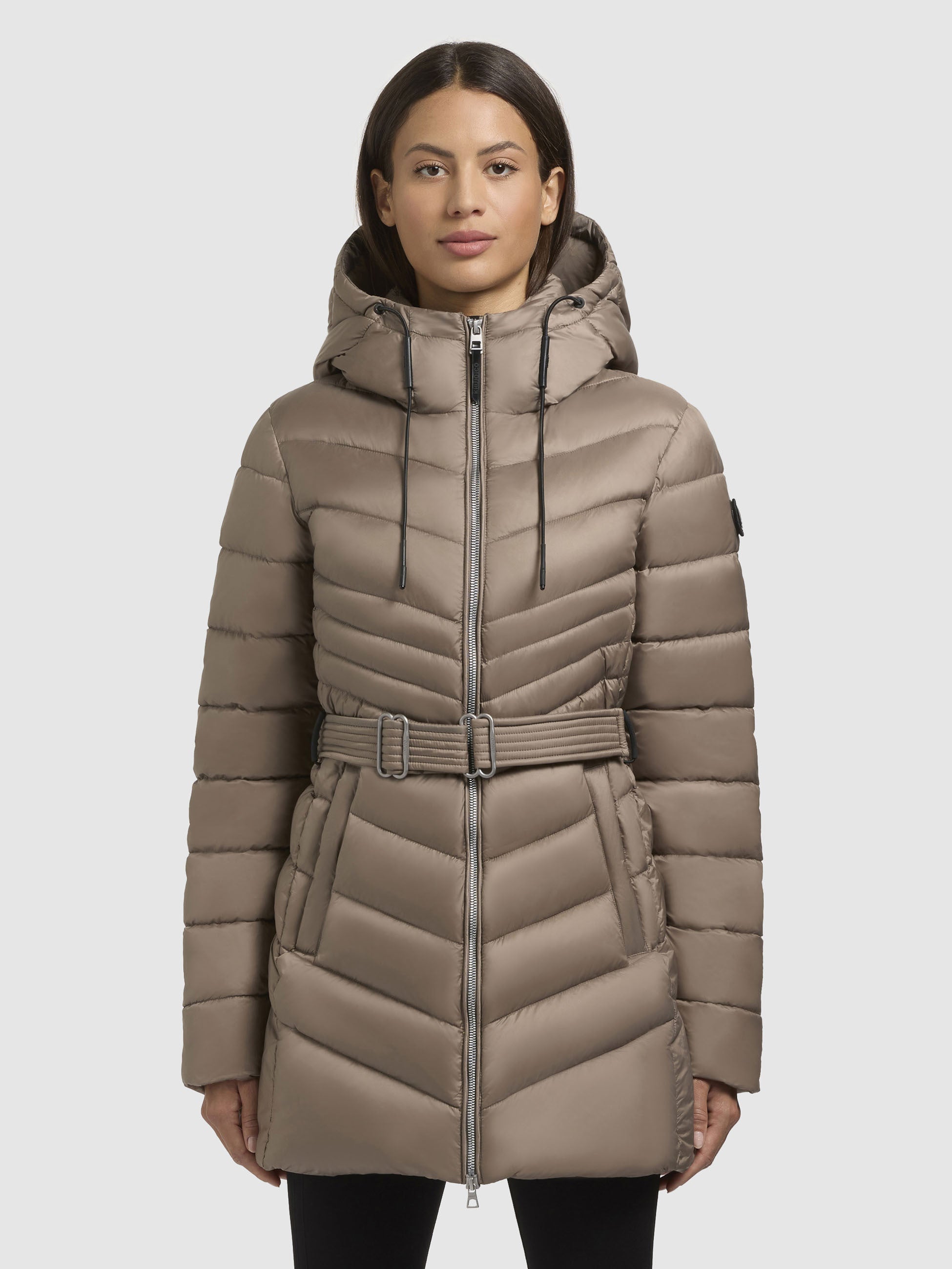 khujo-jacke-selma-graubeige-damen-steppjacke-mit-tailleng-rtel-und-kapuze image 4