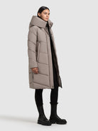khujo-jange2-matt-damen-mantel-matt-greige-knielanger-wintermantel-loose-fit image 6