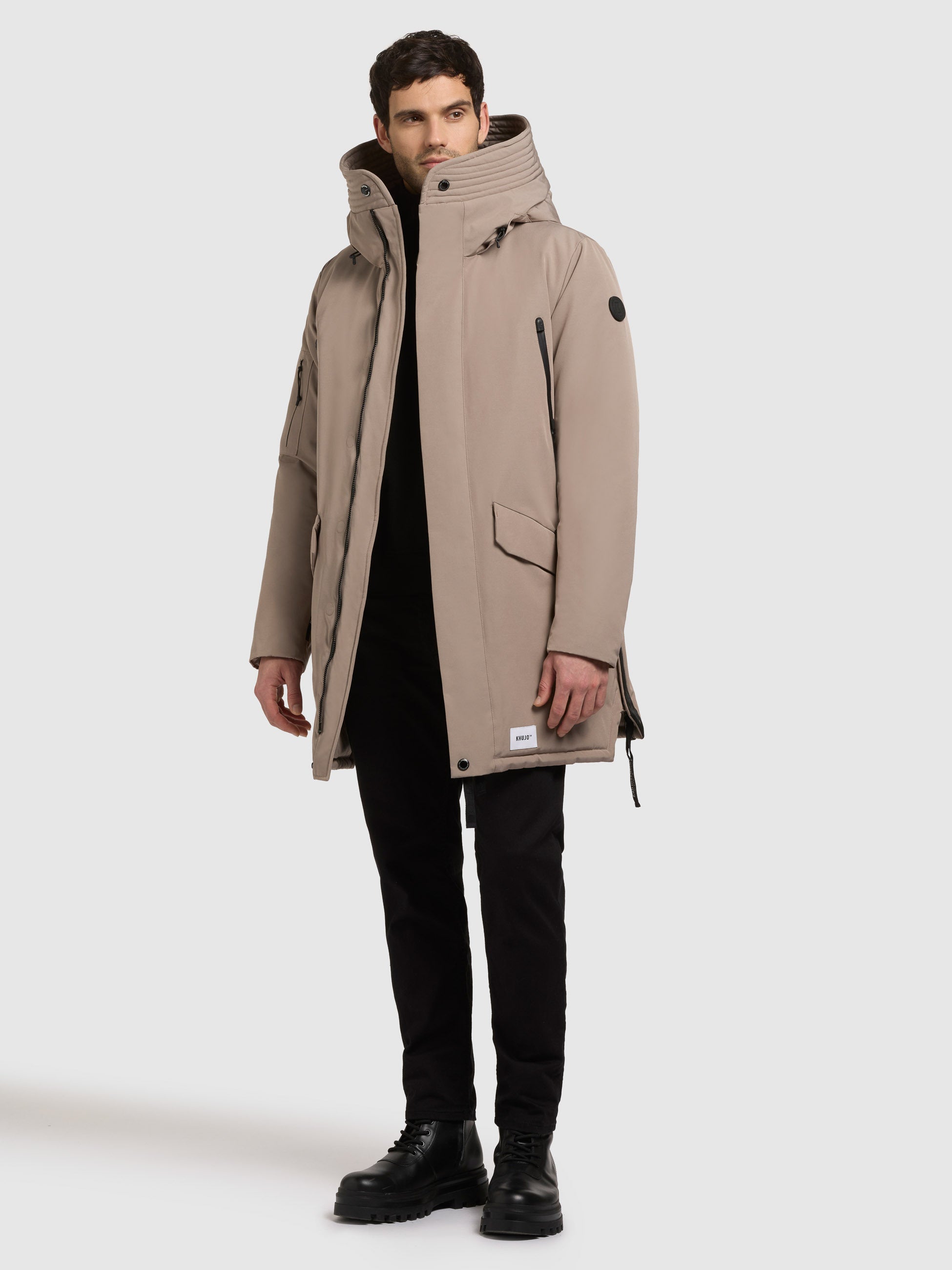 khujo-mantel-larc-graubeige-kurzmantel-parka-mit-kapuze image 2