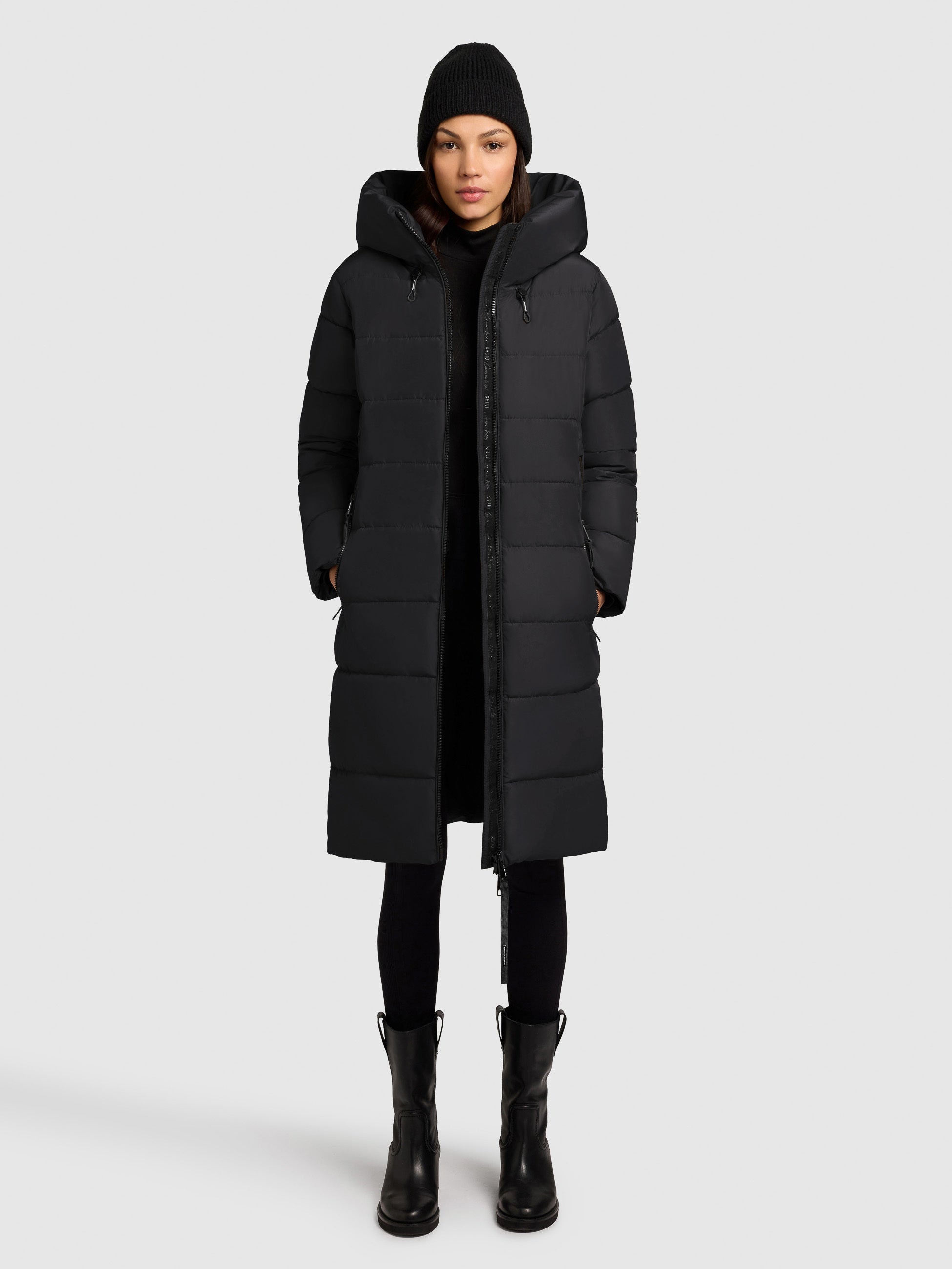 khujo-mantel-jilias5-black-langer-winter-steppmantel-mit-kapuze-damen image 1