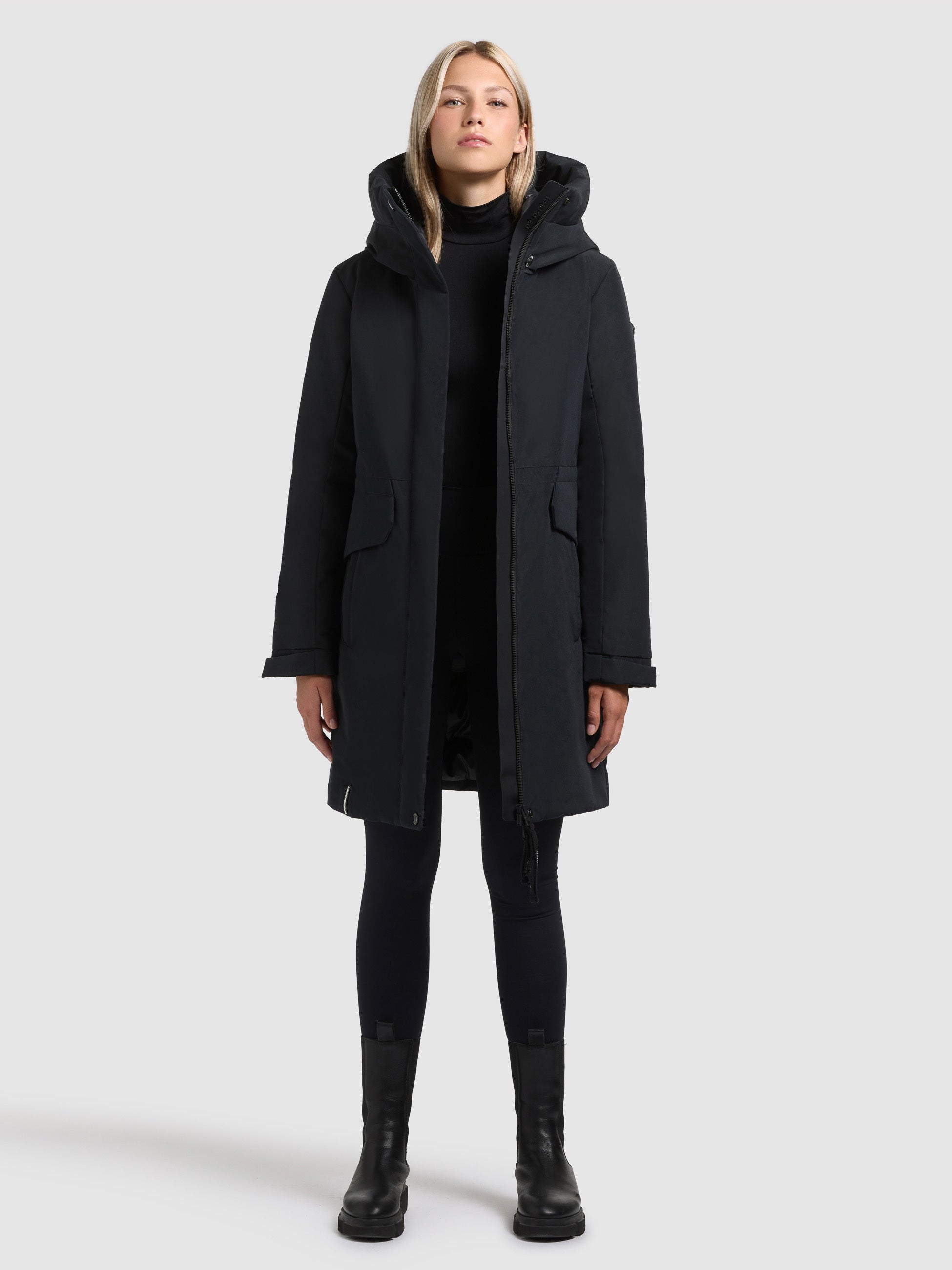 khujo-coat-sina-port-blue-kurzer-damen-wintermantel-mit-kapuze image 1