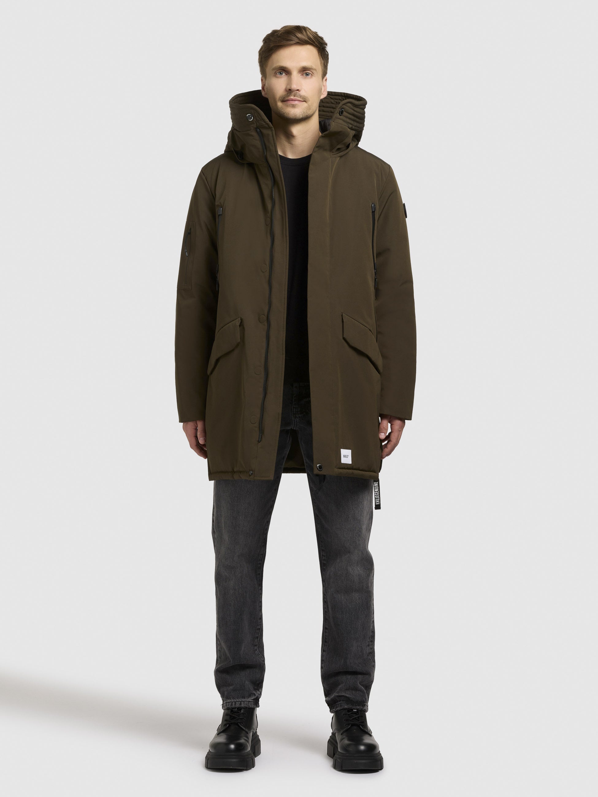 khujo-mantel-larc-dunkeloliv-herren-kurzmantel-parka-wasserabweisend image 6