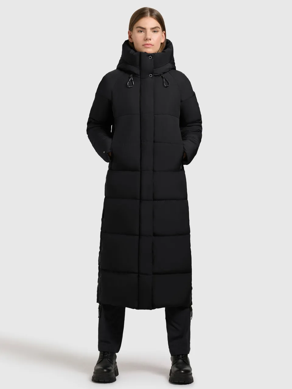 khujo-mantel-lamba-schwarz-damen-steppmantel-wadenlang-loose-fit-mit-teddy-kapuz image 1