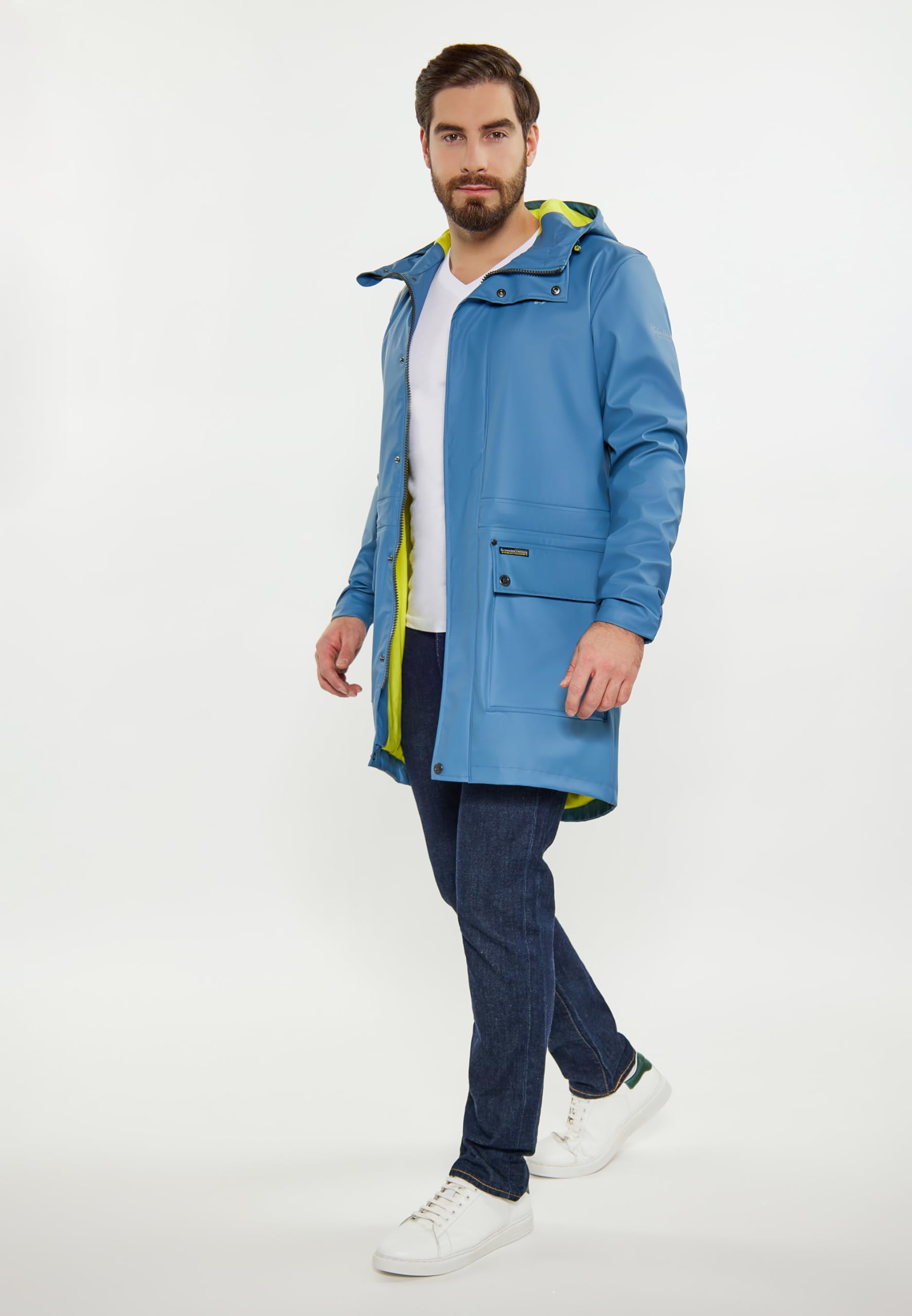 schmuddelwedda-herren-regenmantel-oberschenkellange-jacke-mit-kapuze image 2