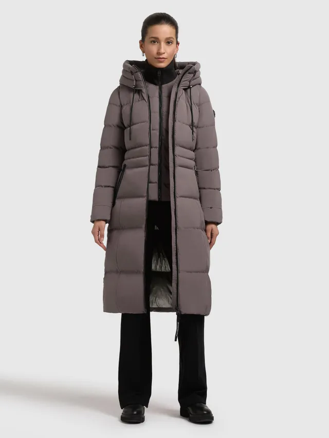 khujo-coat-enakh-graphite-gray-damen-knielanger-steppmantel-slim-fit image 1