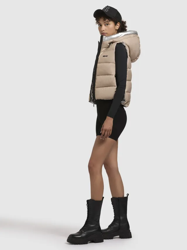 khujo-rina-steppweste-beige-kurz-mit-kapuze image 1