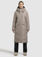 khujo-coat-eviel-damen-steppmantel-gray-beige-relaxed-fit image 2