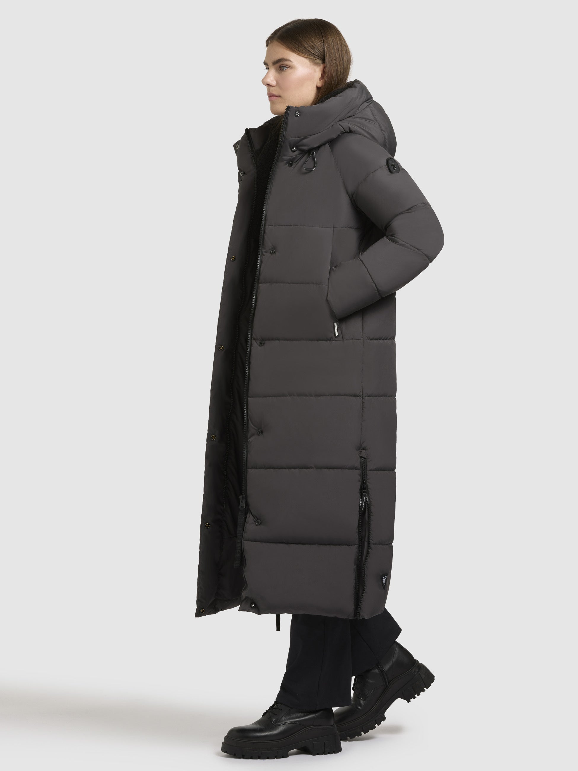 khujo-mantel-lamba-dunkelgrau-damen-steppmantel-wadenlang-loose-fit image 2