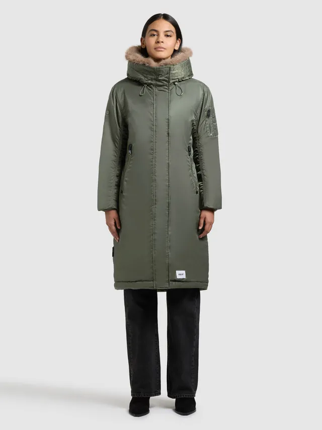 khujo-mantel-oliva-sage-green-damen-wintermantel image 1