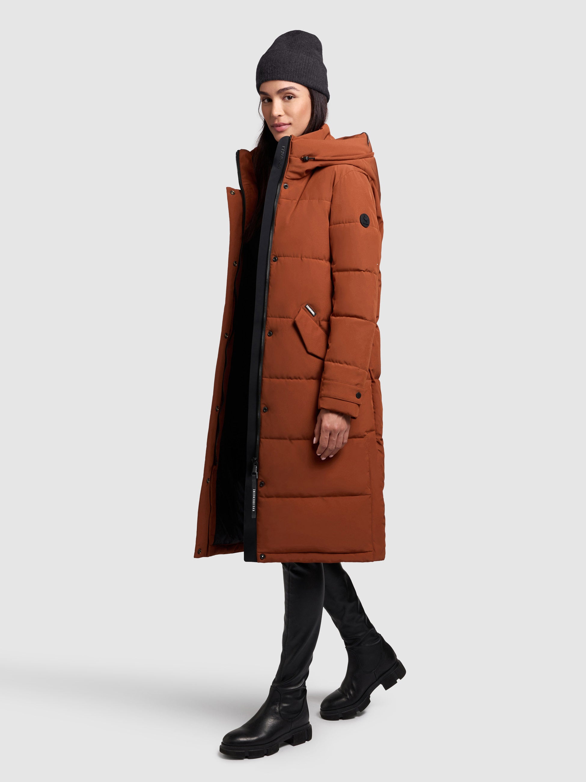 khujo-dairi-steppmantel-russet-brown-damen-wintermantel-knielang-mit-kapuze image 2