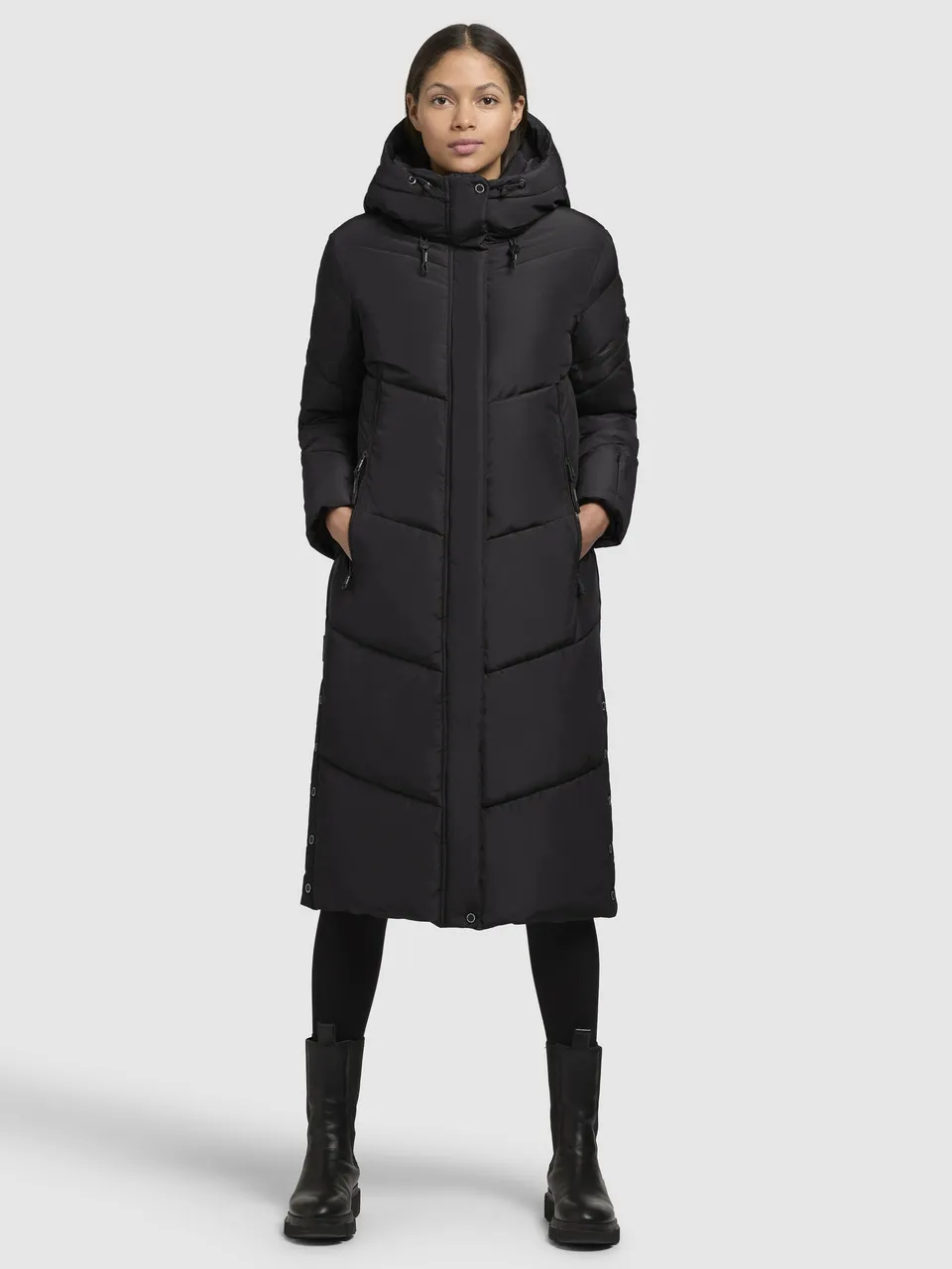 khujo-coat-sonje6-black-damen-steppmantel-wadenlang image 1