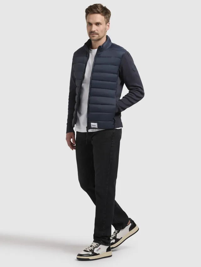 khujo-gideon-jacke-dunkelblau-herren-sommerjacke-slim-fit-materialmix image 1
