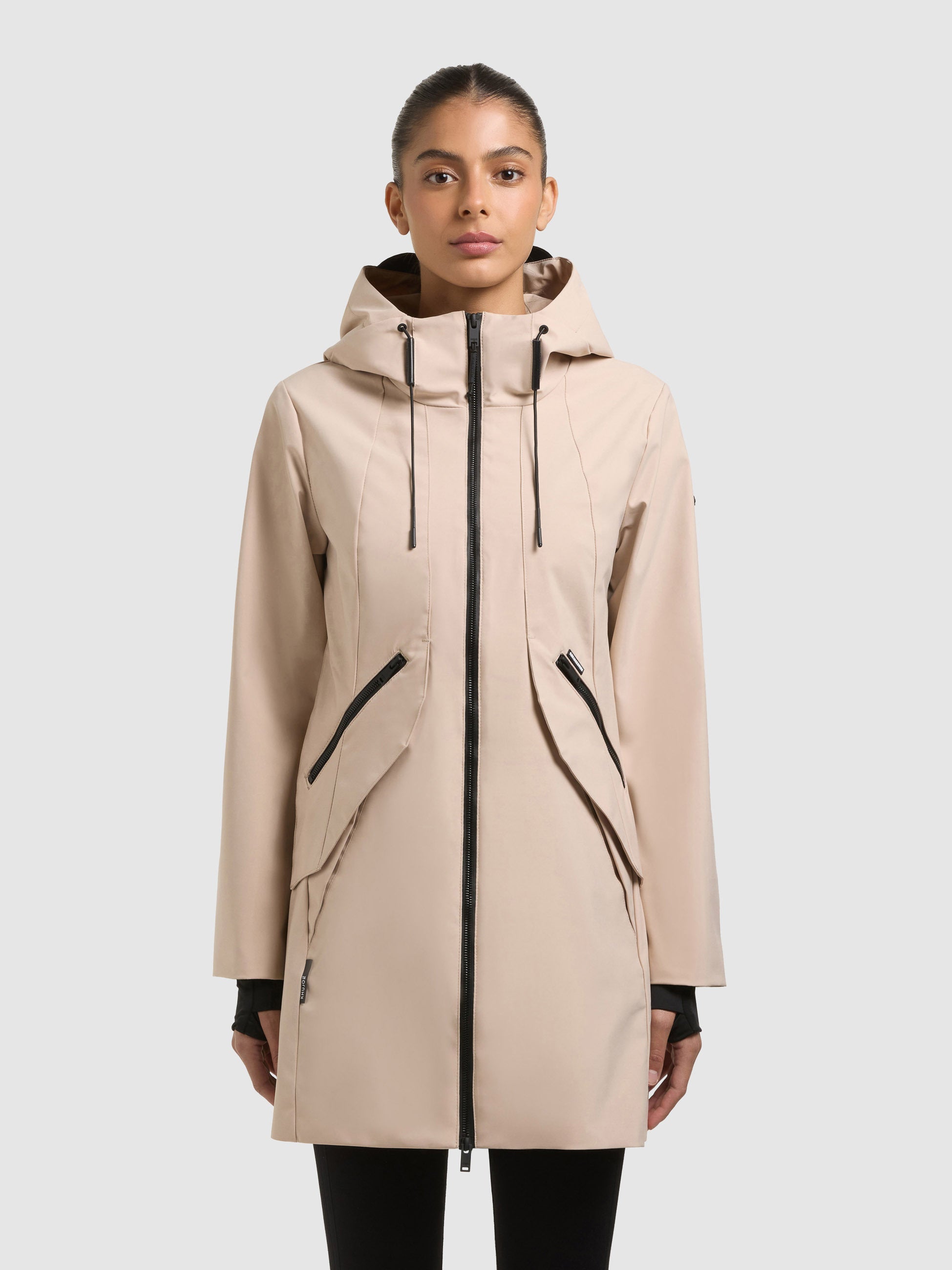 khujo-eiza-jacke-soft-beige-lange-regenjacke-mit-kapuze-wasserabweisend image 4