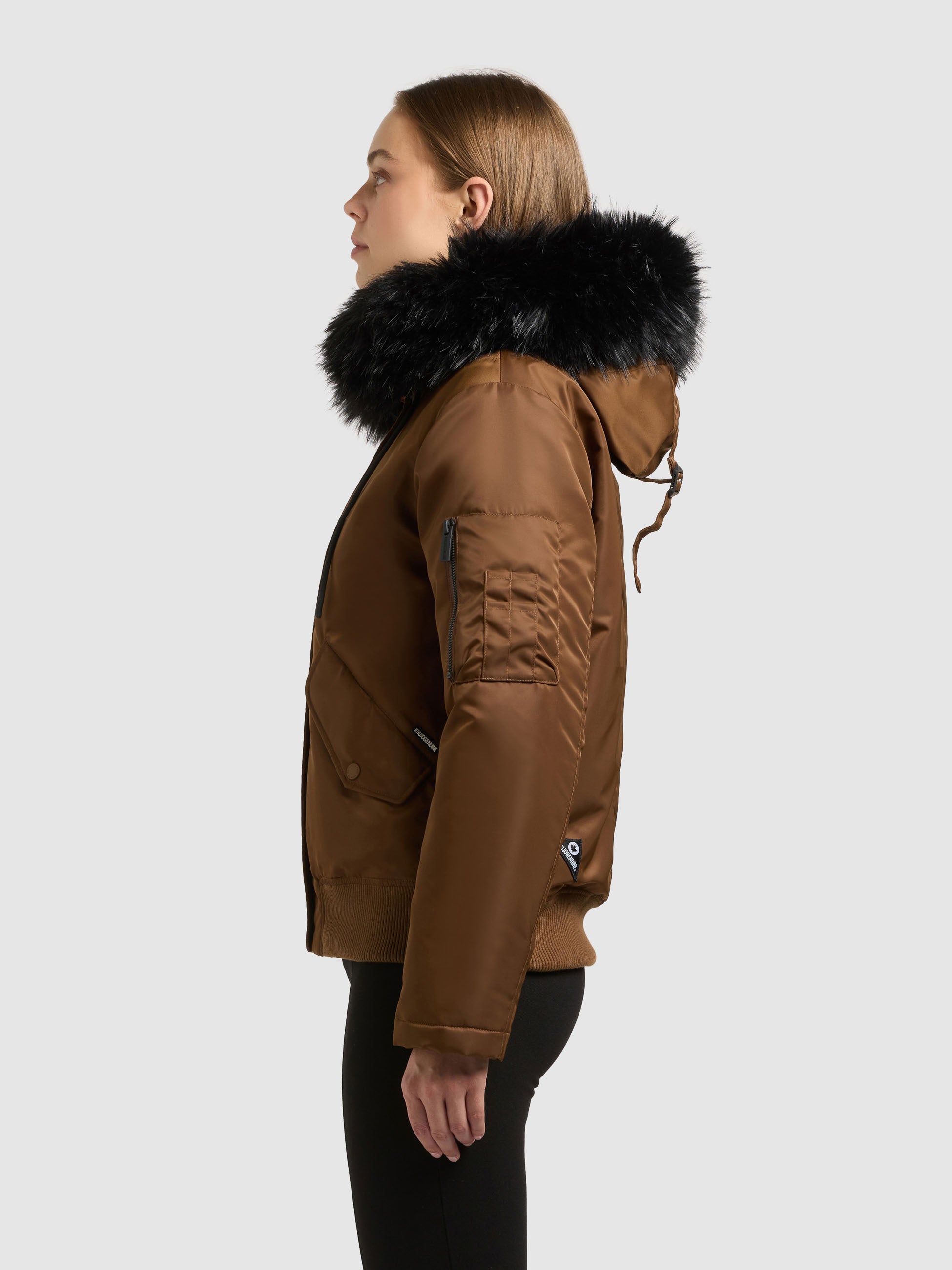 khujo-jacke-tyla-copper-brown-gl-nzende-bomberjacke-damen-mit-kunstfell image 5
