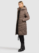 khujo-coat-odana3-city-taupe-knielanger-wattierter-damen-wintermantel image 2