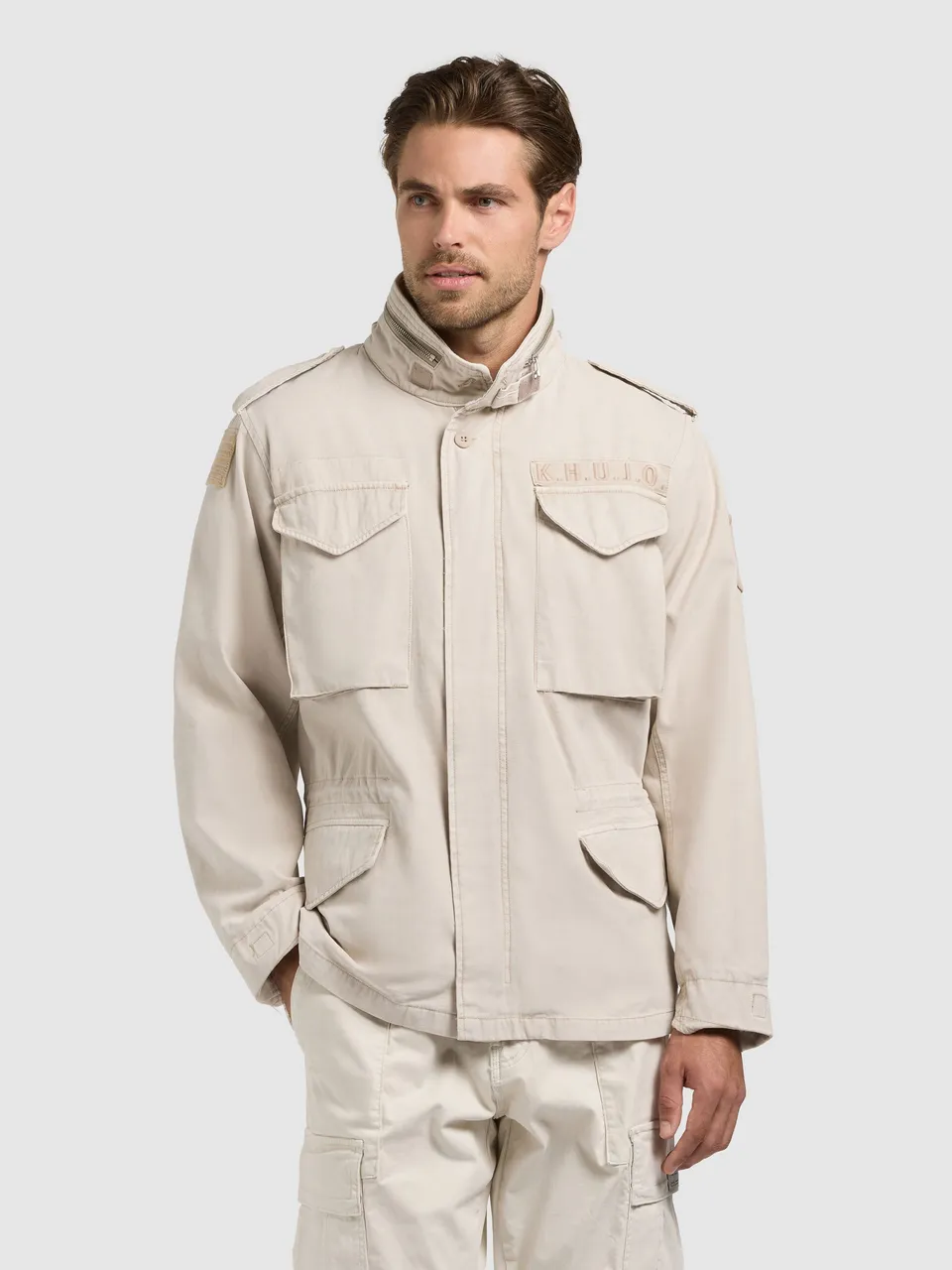 khujo-jacke-gene-greige-fieldjacke-regular-fit-mit-kapuze image 1
