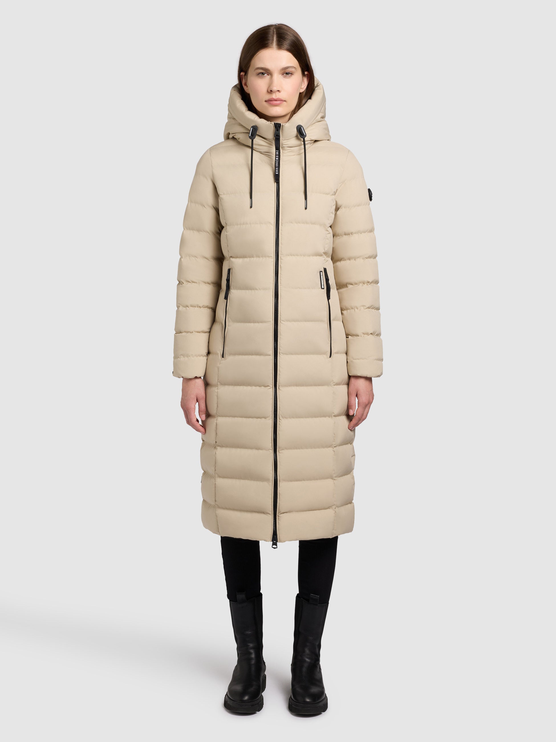khujo-mantel-simmie-beige-knielanger-damen-steppmantel-mit-taille image 1
