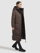 khujo-coat-luga-damen-steppmantel-light-brown-knielang-loose-fit image 6