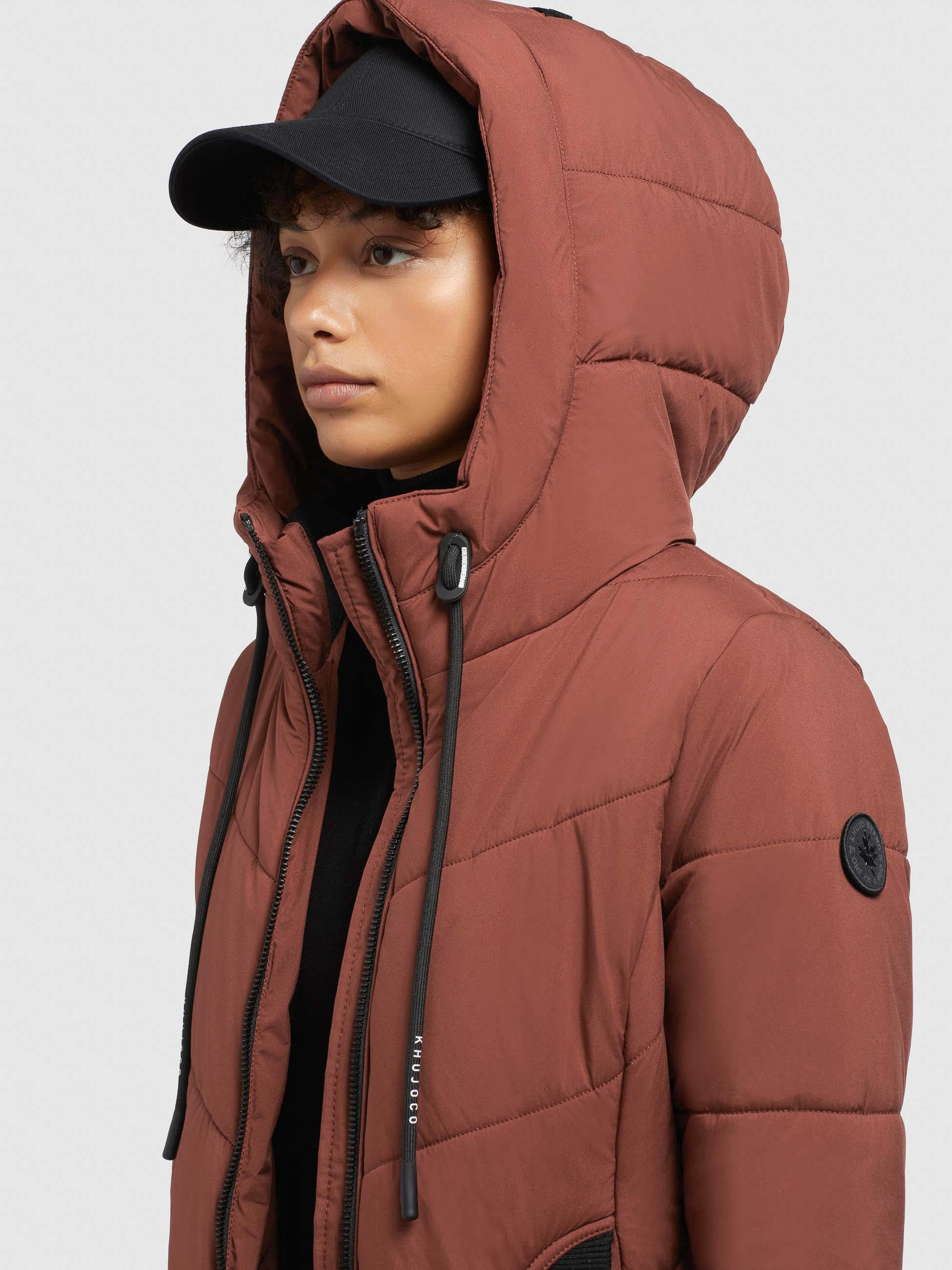 khujo-mantel-aribay4-light-rostrot-damen-lange-steppjacke image 7