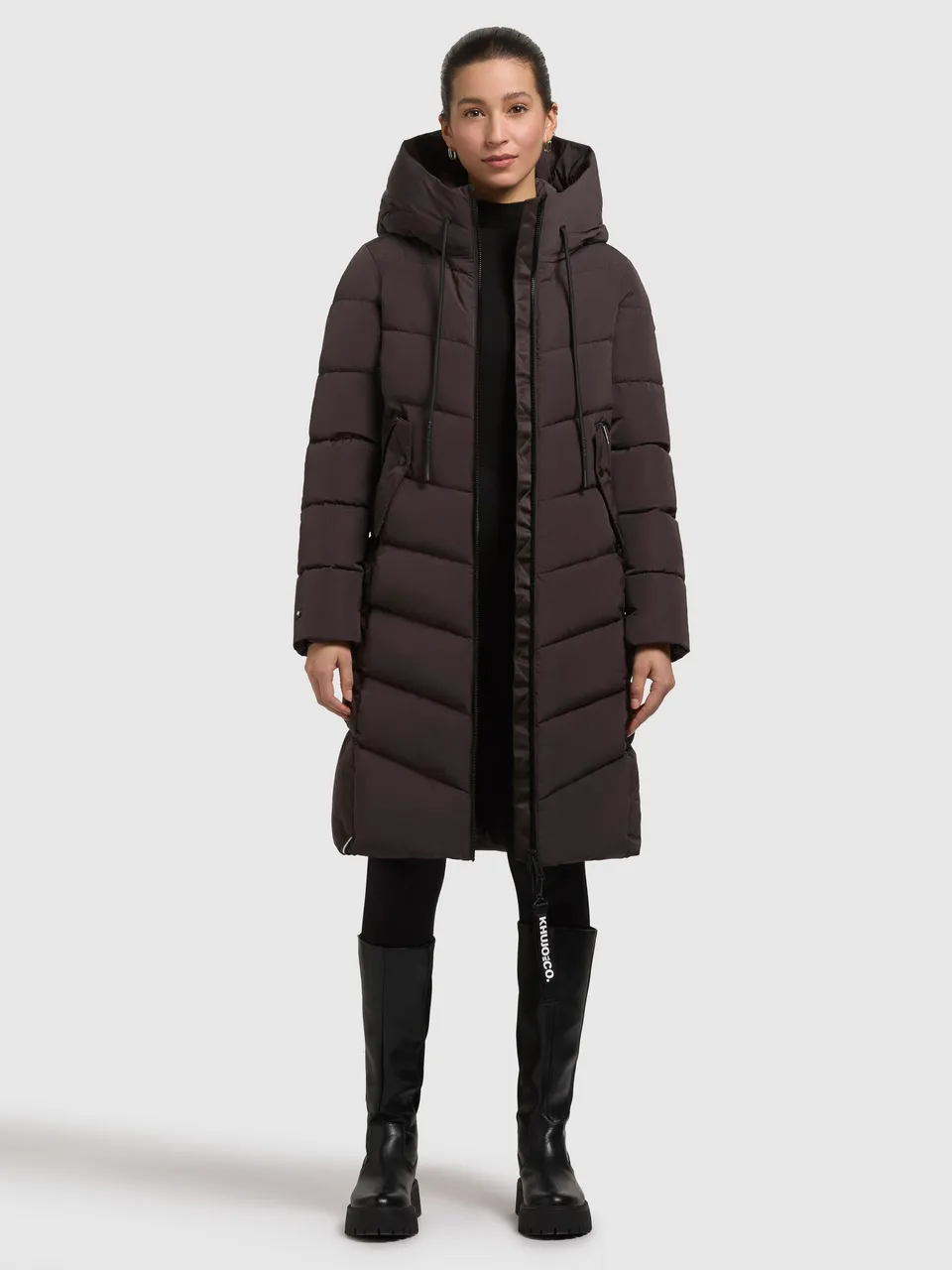 khujo-coat-mikia3-damen-knielanger-steppmantel-in-moody-plum image 1