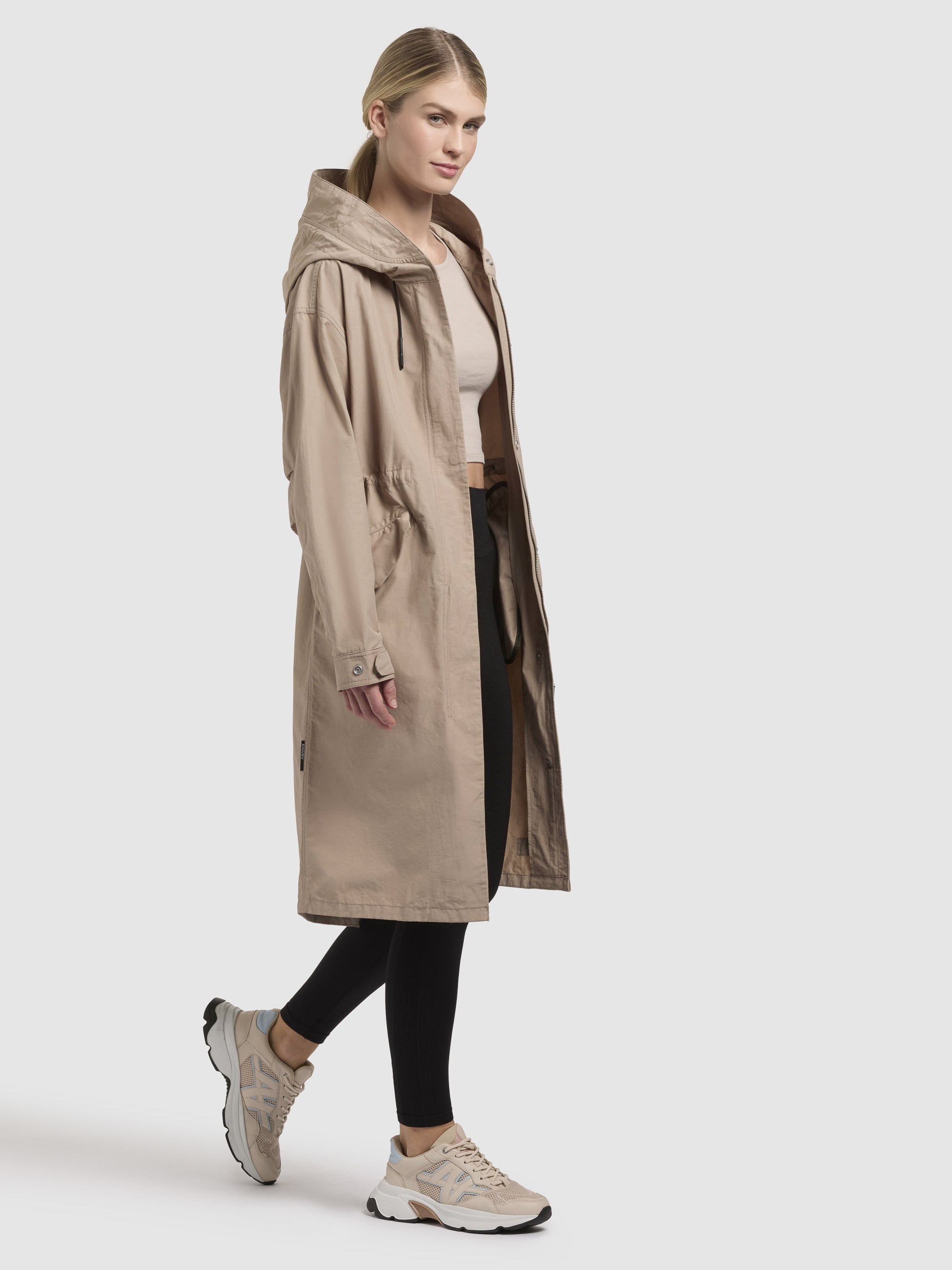 khujo-rayana-damen-mantel-knielang-sommerparka-beige-loose-fit image 2