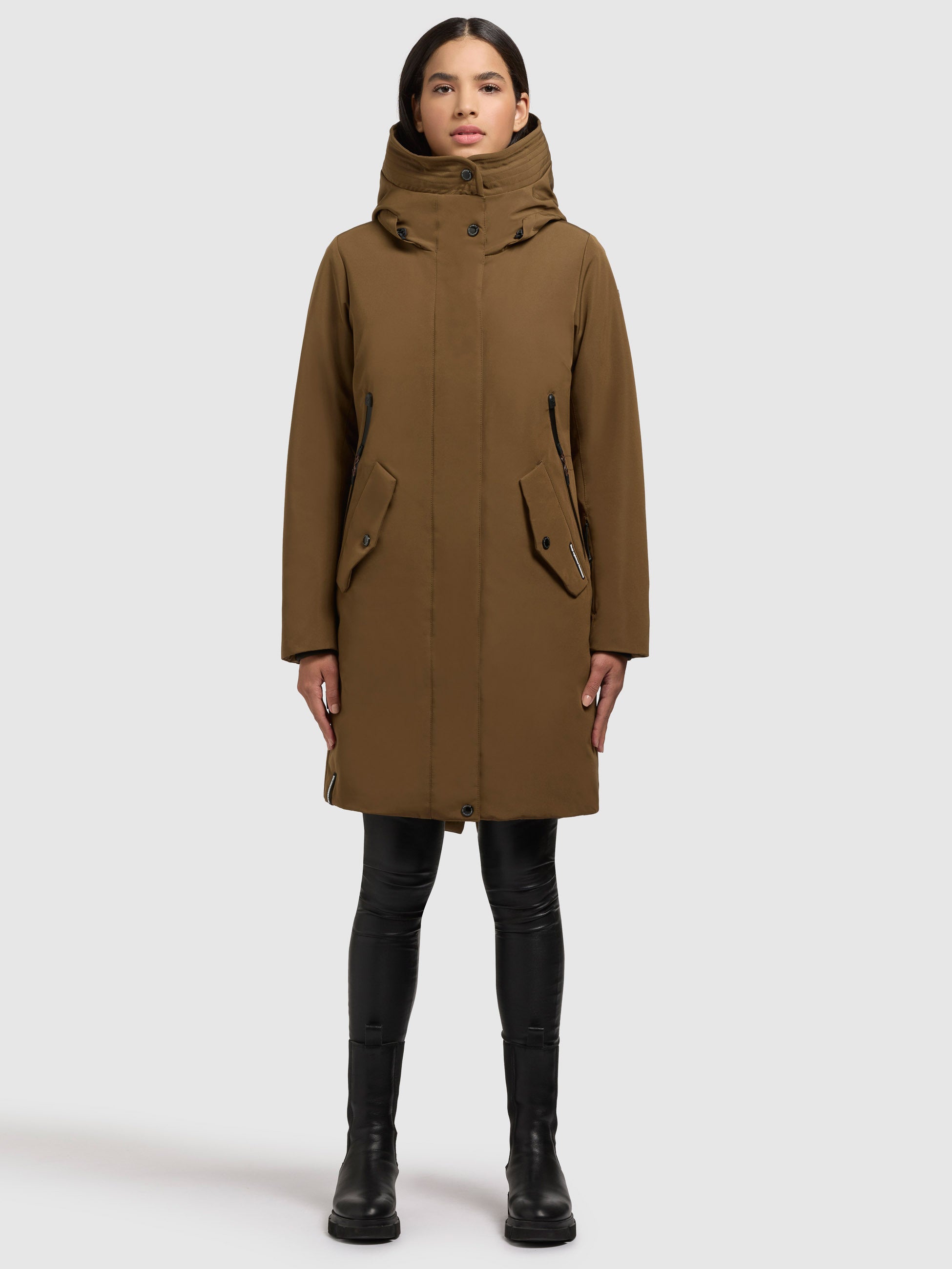 khujo-charlyn4-damen-kurzmantel-khaki image 1