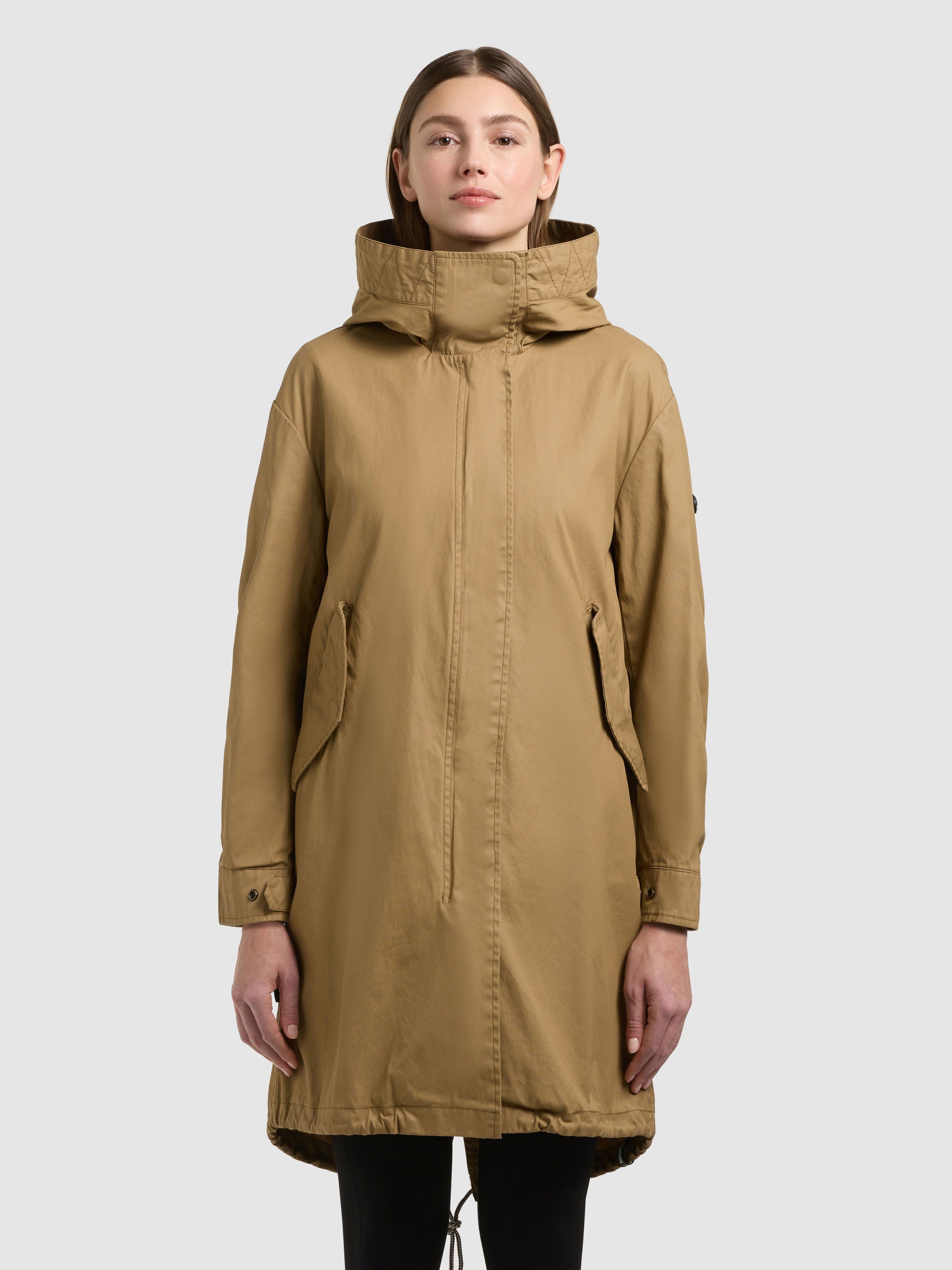 khujo-mantel-nele-dark-beige-gewachster-baumwoll-parka-f-r-damen image 1