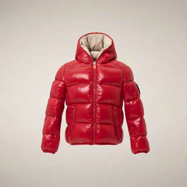 save-the-duck-artie-jungen-pufferjacke-mit-kapuze-dunkelrot-glanz image 1