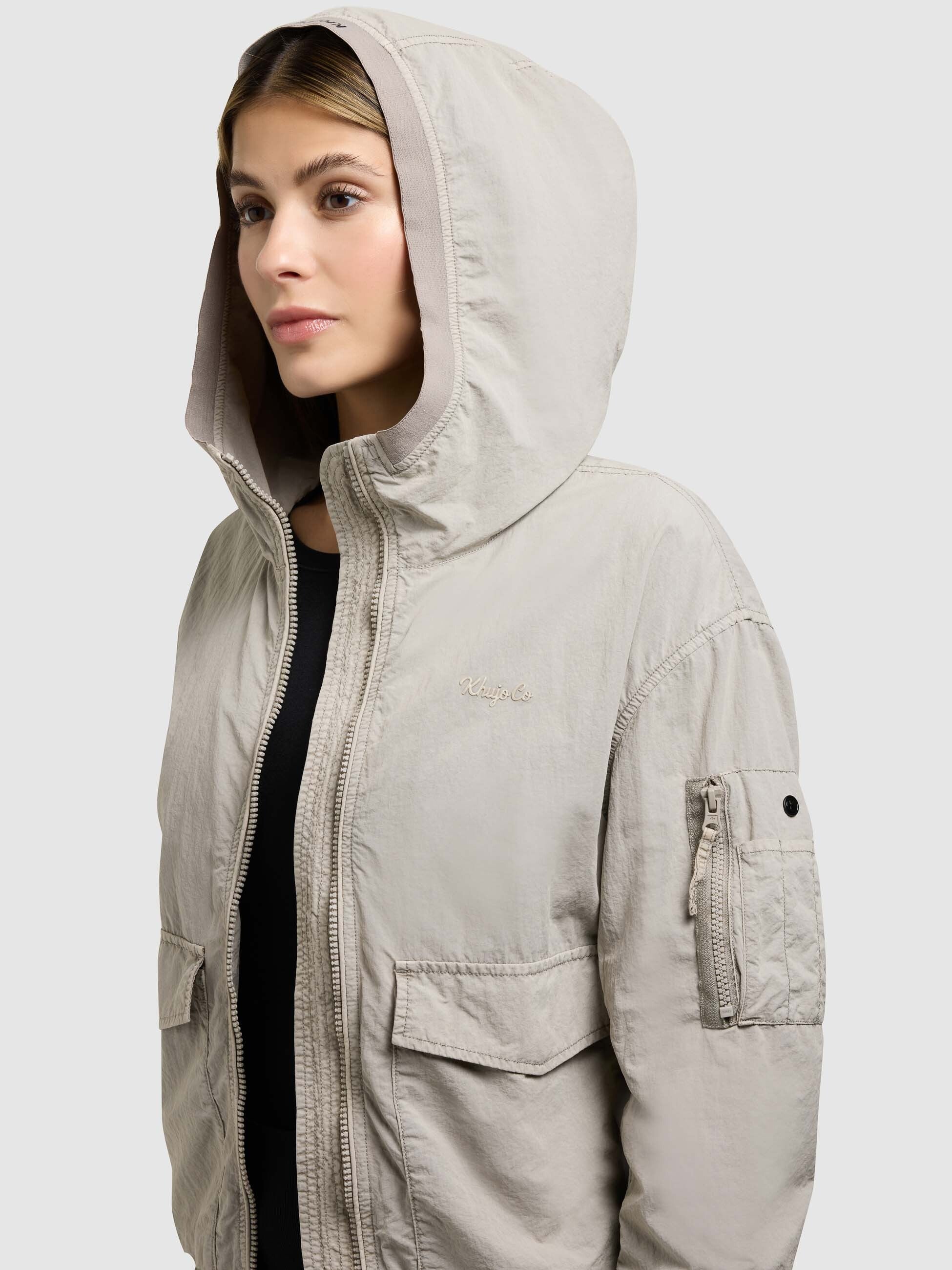 khujo-vona-damen-bomberjacke-bone-beige-leichte-ungef-tterte-blousonjacke image 7