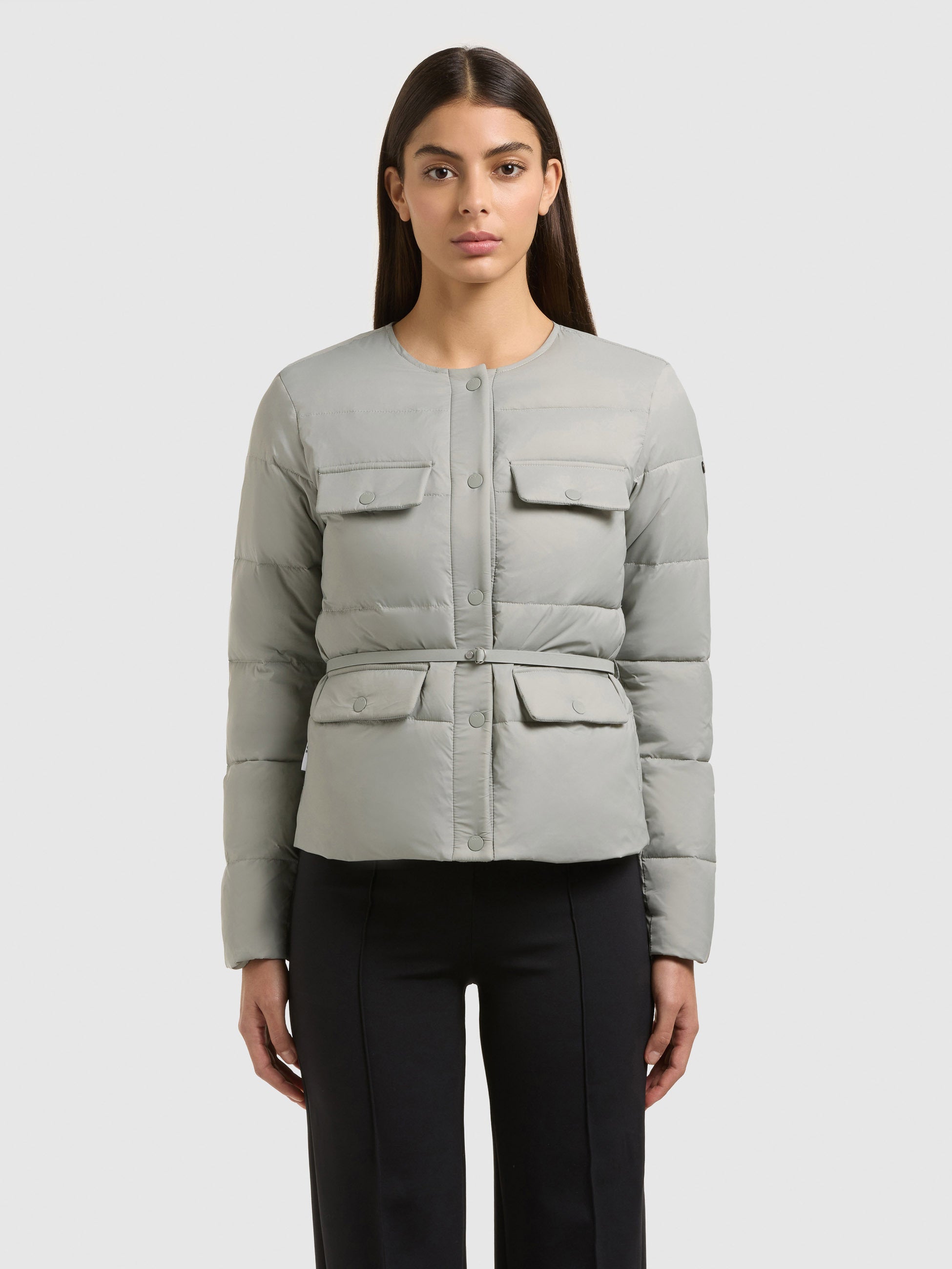 khujo-jacke-cinnia-cloud-green-kragenlose-damen-steppjacke-mit-g-rtel image 4