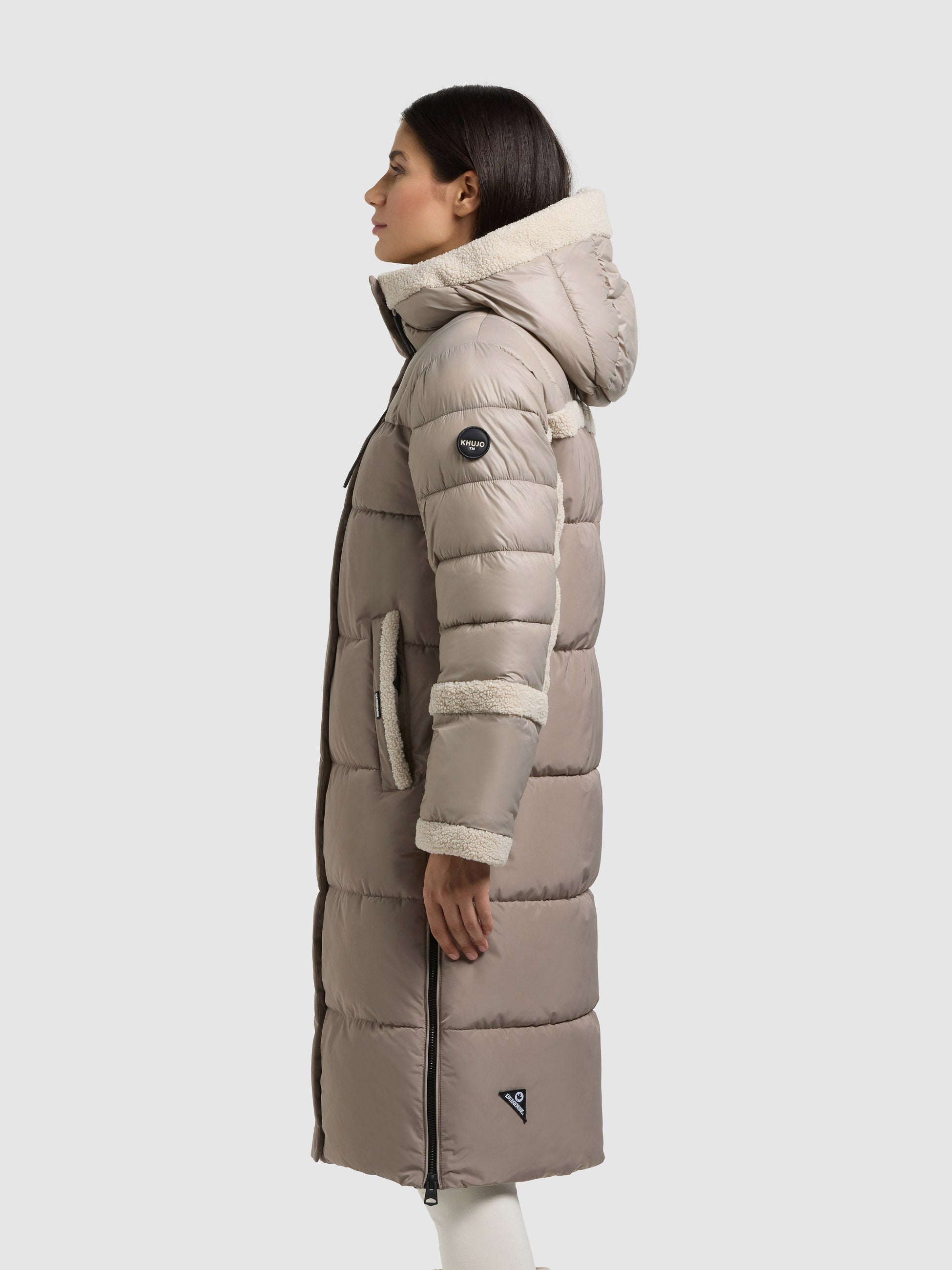 khujo-mantel-desna2-greige-damen-steppmantel-knielang-mit-teddyfleece image 5